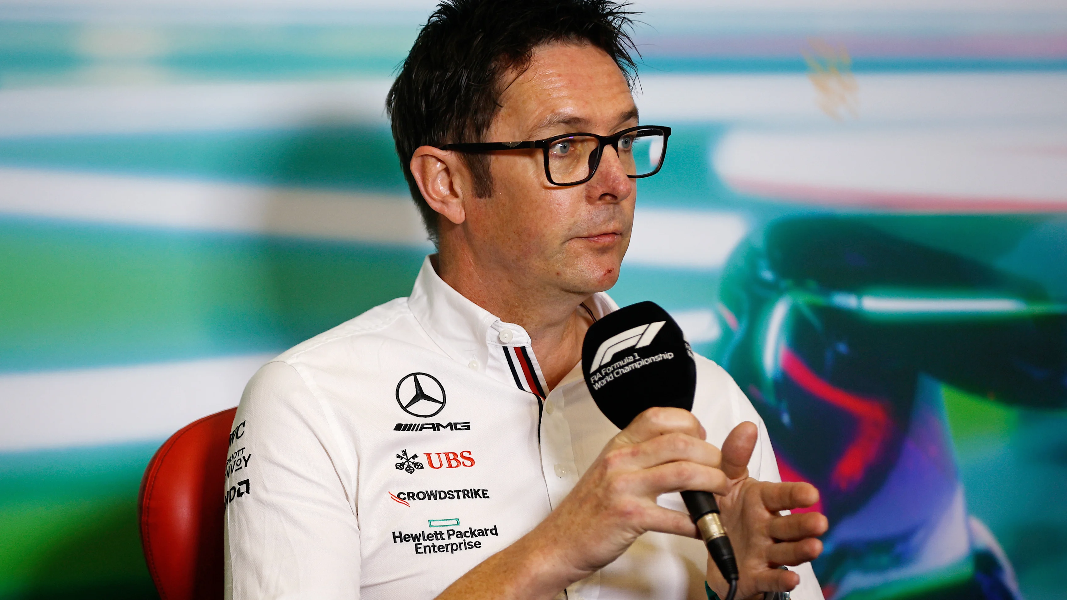 MEXICO CITY, MEXICO - OCTOBER 29: Andrew Shovlin, Trackside Engineering Director of Mercedes GP