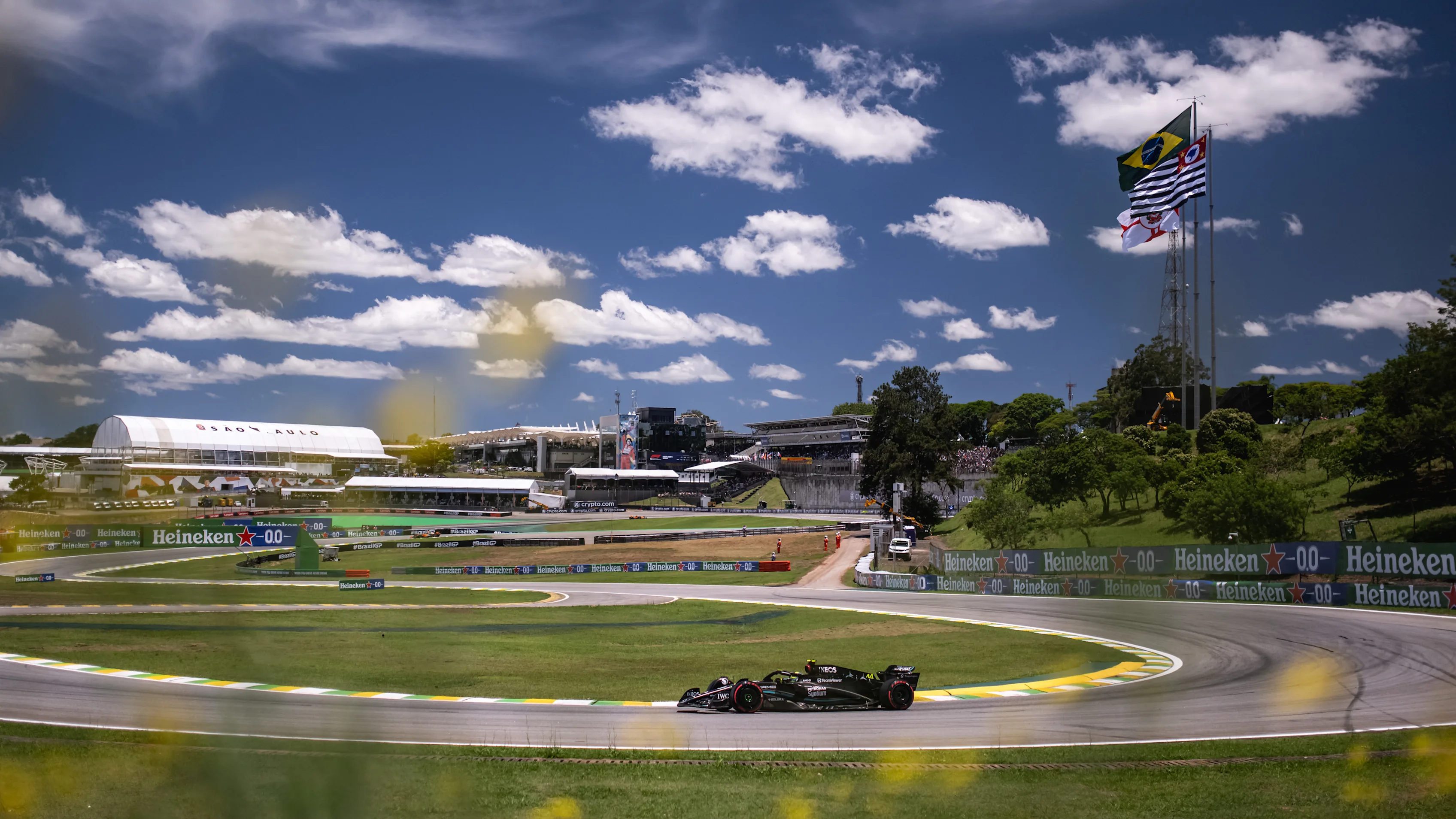 SAO PAULO, BRAZIL - NOVEMBER 04: Lewis Hamilton of Great Britain driving the Mercedes AMG Petronas