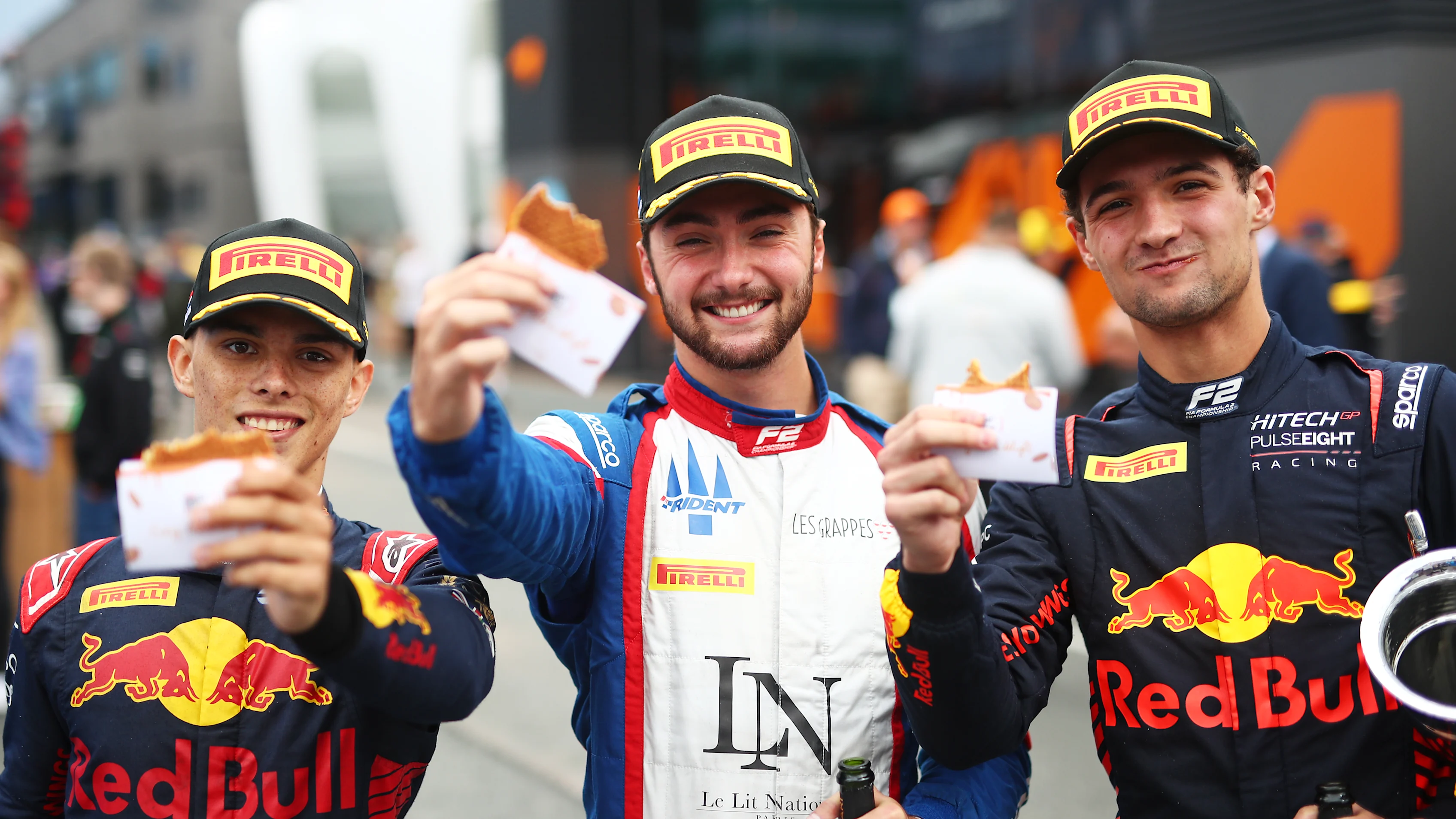 ZANDVOORT, NETHERLANDS - AUGUST 27: Race winner Clement Novalak of France and Trident (C), Second