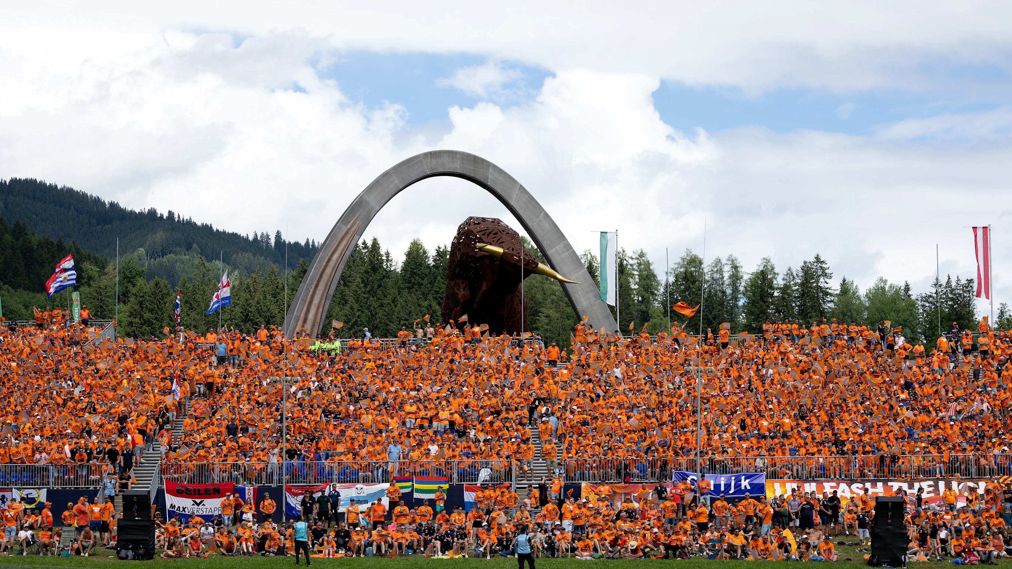 SPIELBERG, AUSTRIA - JULY 02: Max Verstappen fans during the F1 Grand Prix of Austria at Red Bull