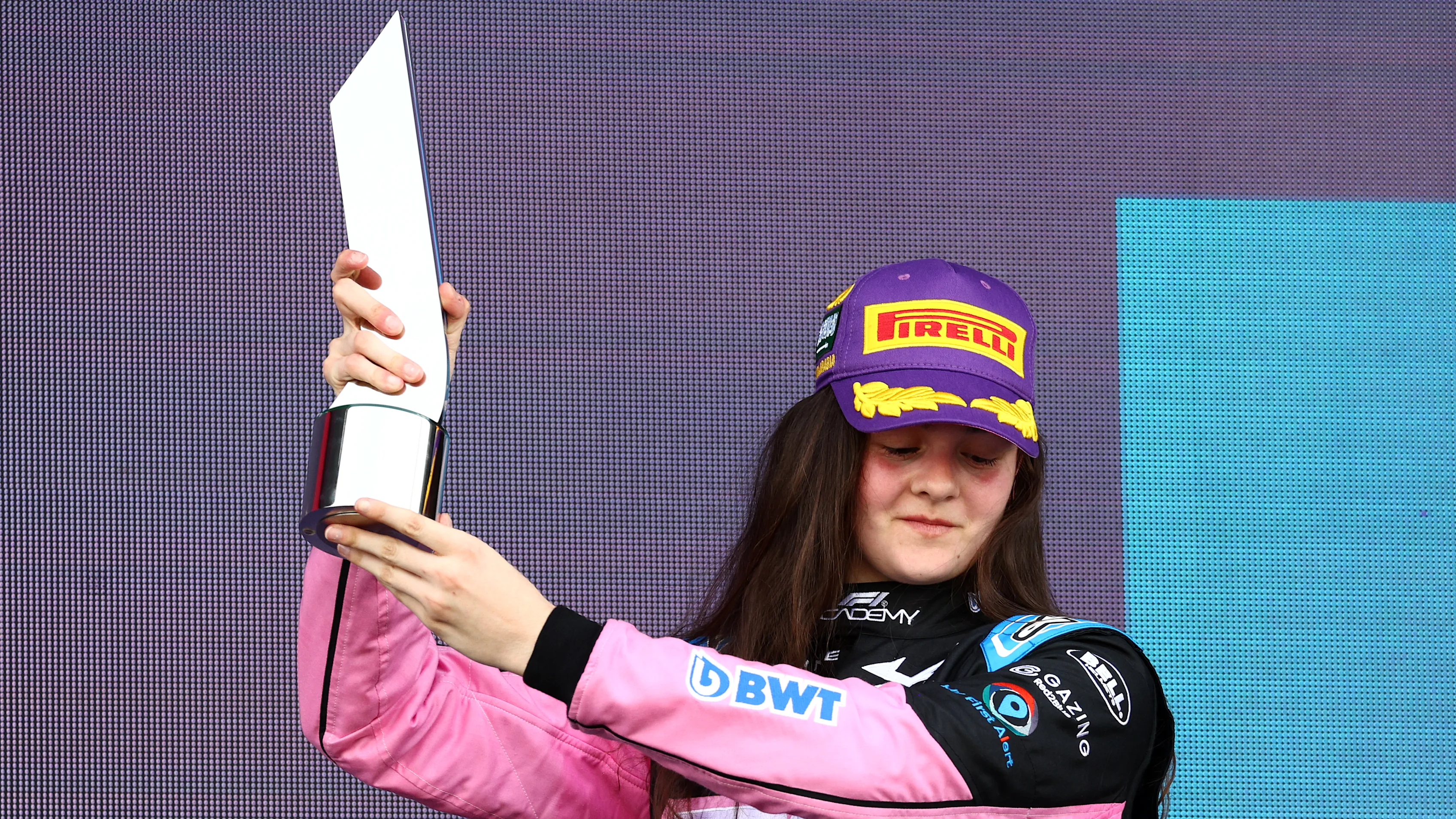 JEDDAH, SAUDI ARABIA - MARCH 09: Race winner Doriane Pin of France and PREMA Racing (28) celebrates