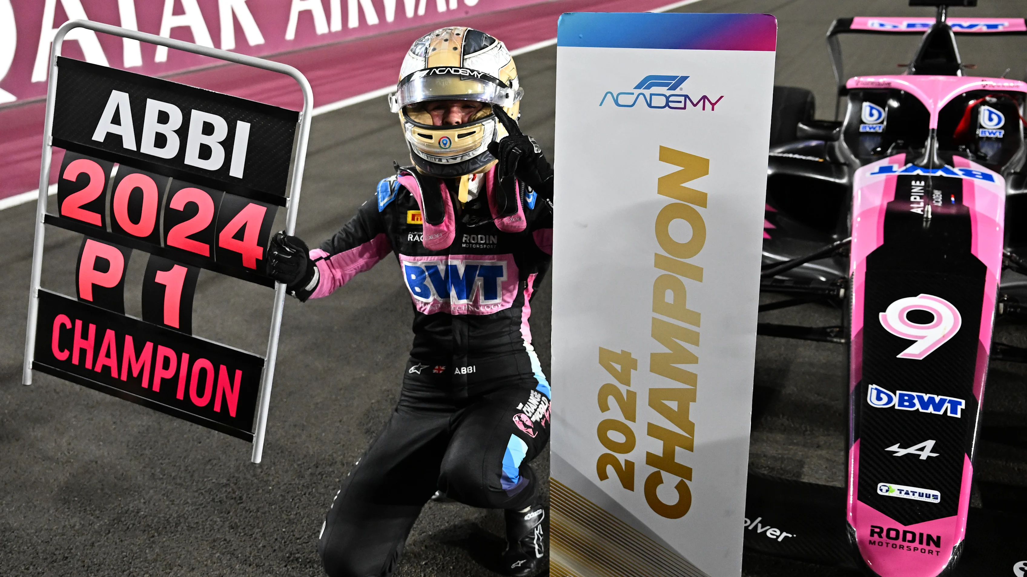 LUSAIL CITY, QATAR - NOVEMBER 30: 2024 F1 Academy Champion Abbi Pulling of Great Britain and Rodin
