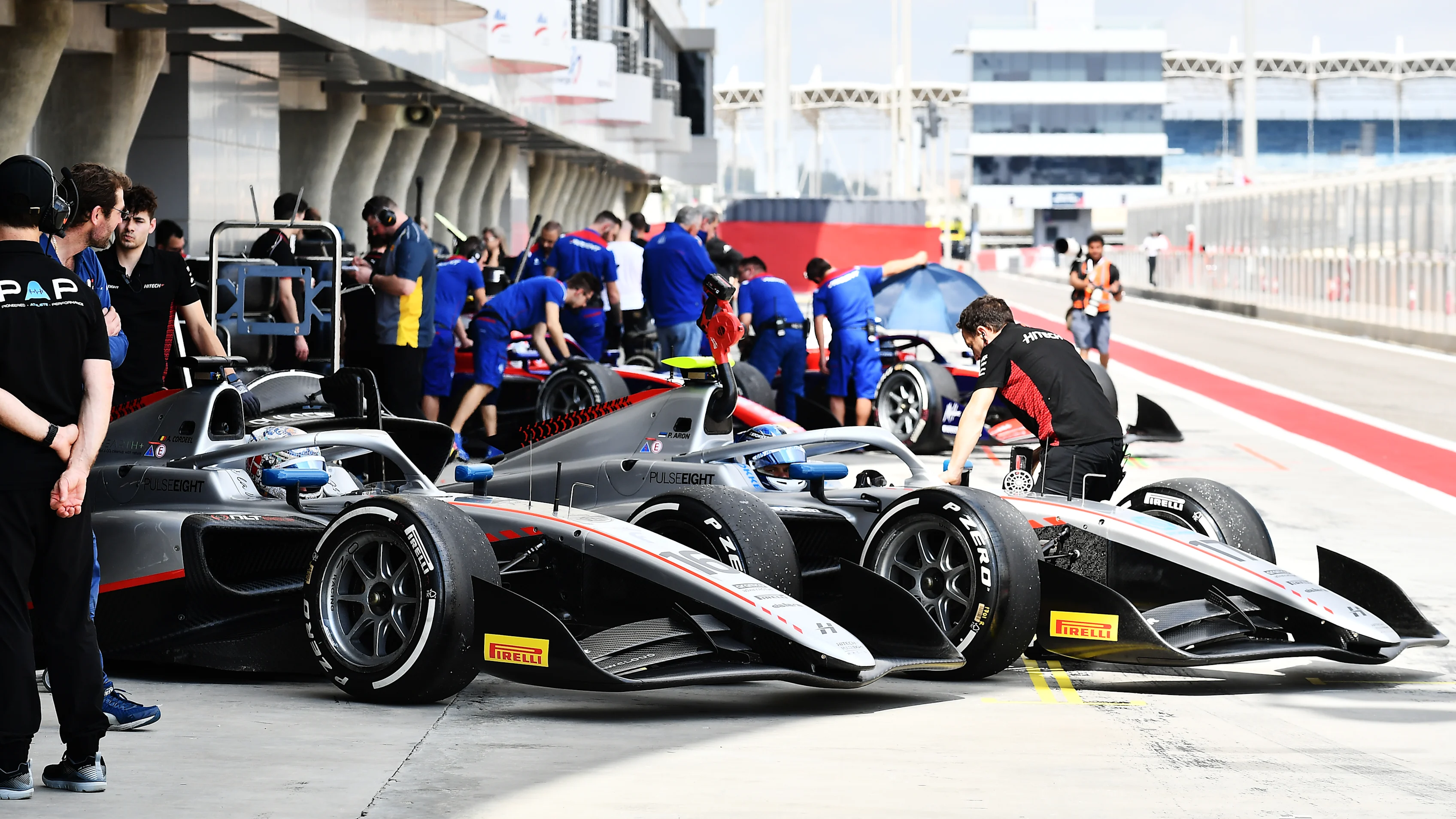 BAHRAIN, BAHRAIN - FEBRUARY 12: Amaury Cordeel of Belgium and Hitech Pulse-Eight (16) and Paul Aron