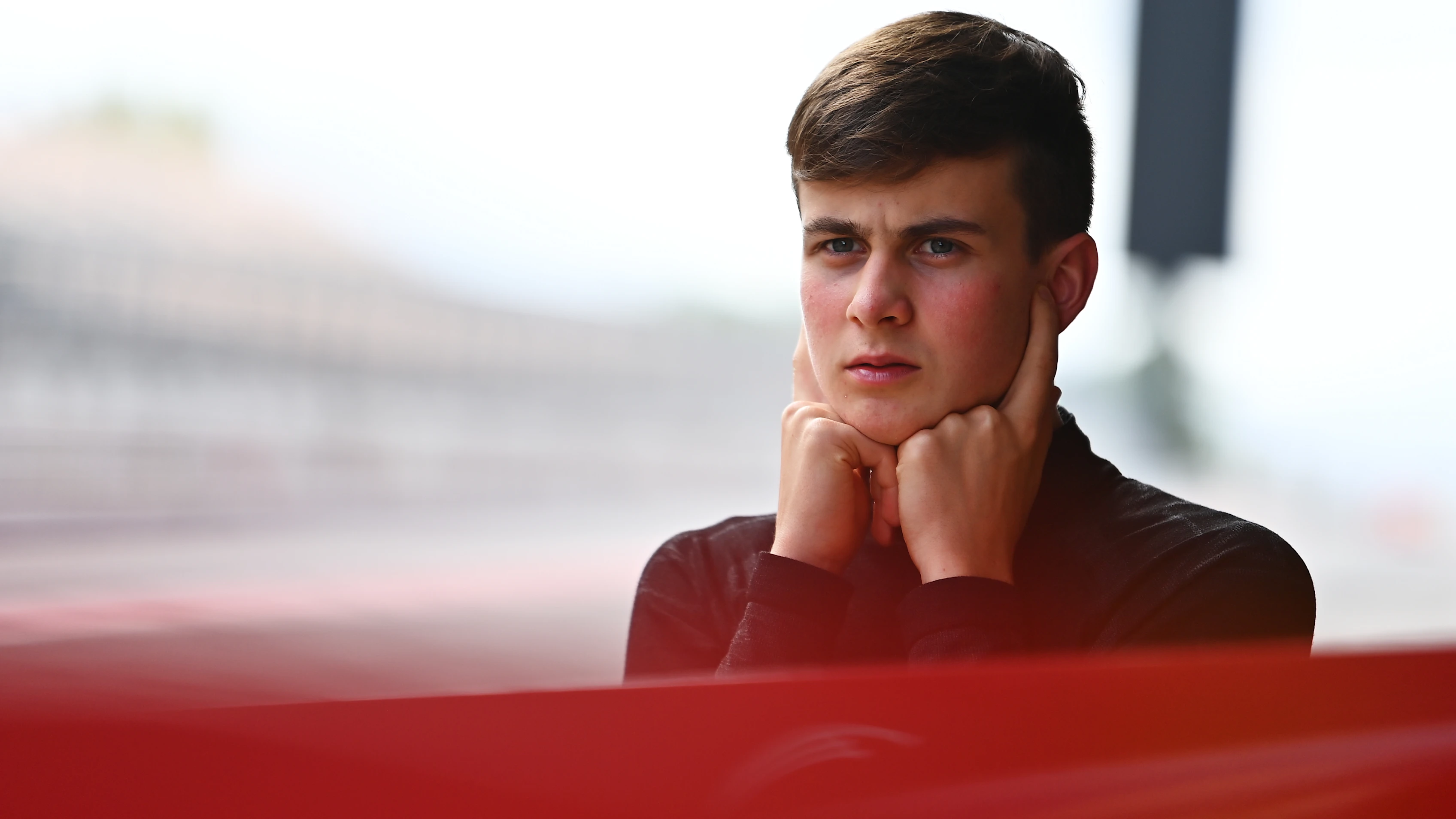 BARCELONA, SPAIN - OCTOBER 16: Tuukka Taponen of Finland and ART Grand Prix (25) looks on in the