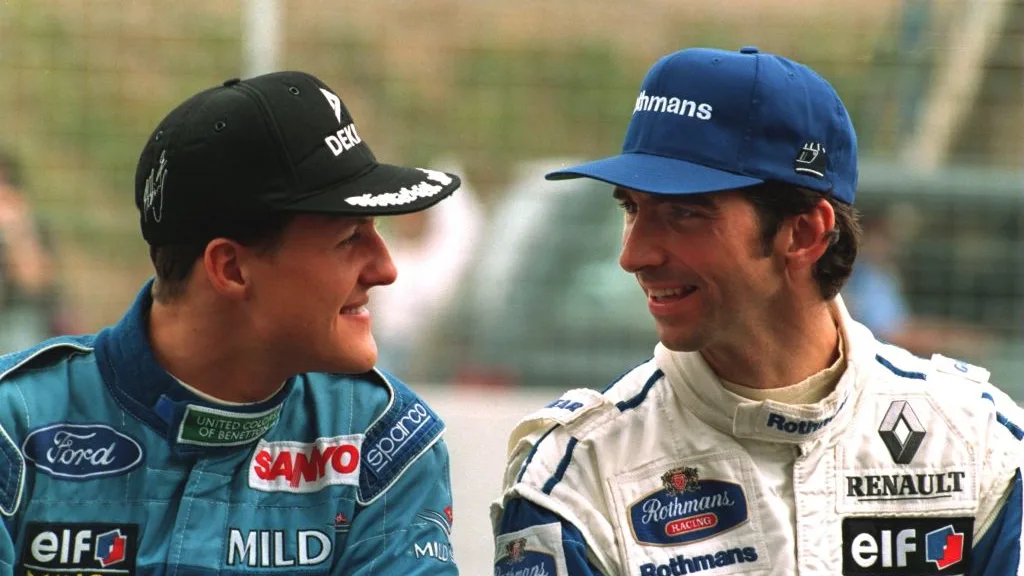 15 OCT 1994: WORLD CHAMPIONSHIP CONTENDERS DAMON HILL OF GREAT BRITAIN AND MICHAEL SCHUMACHER OF