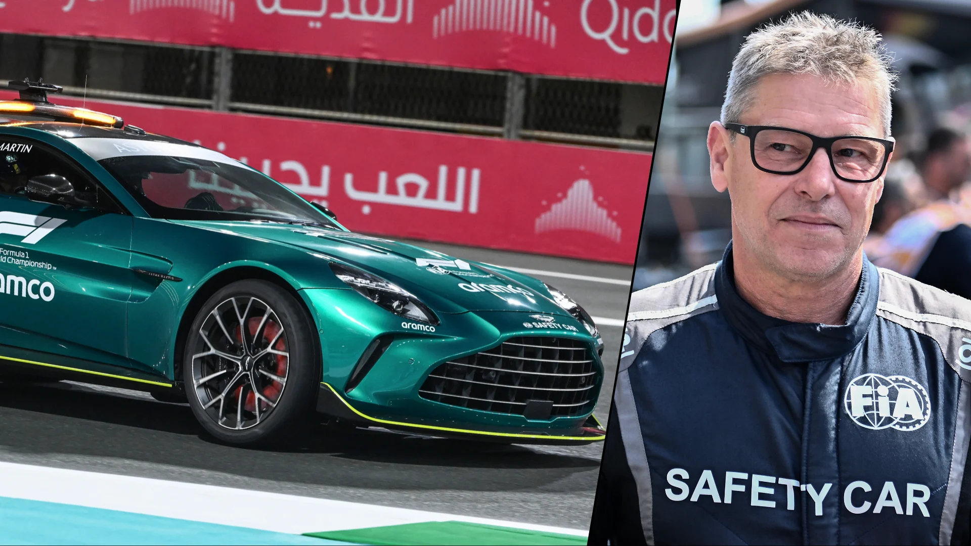 The Aston Martin Vantage Safety Car on track