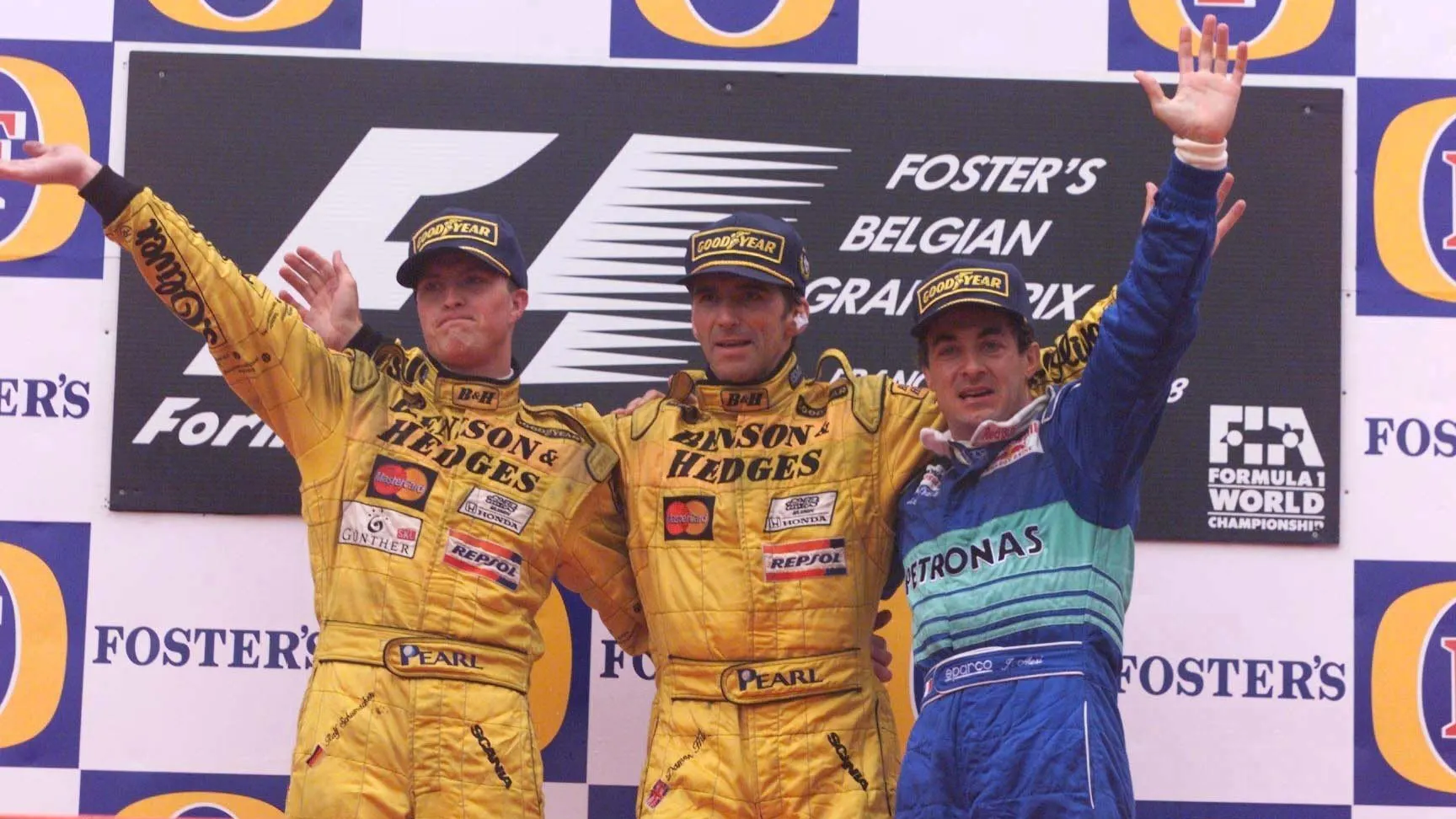 BELGIUM - AUGUST 13:  GP von BELGIEN 1998, Spa, Francochamps; SIEGEREHRUNG 2. Ralf SCHUMACHER/GER,