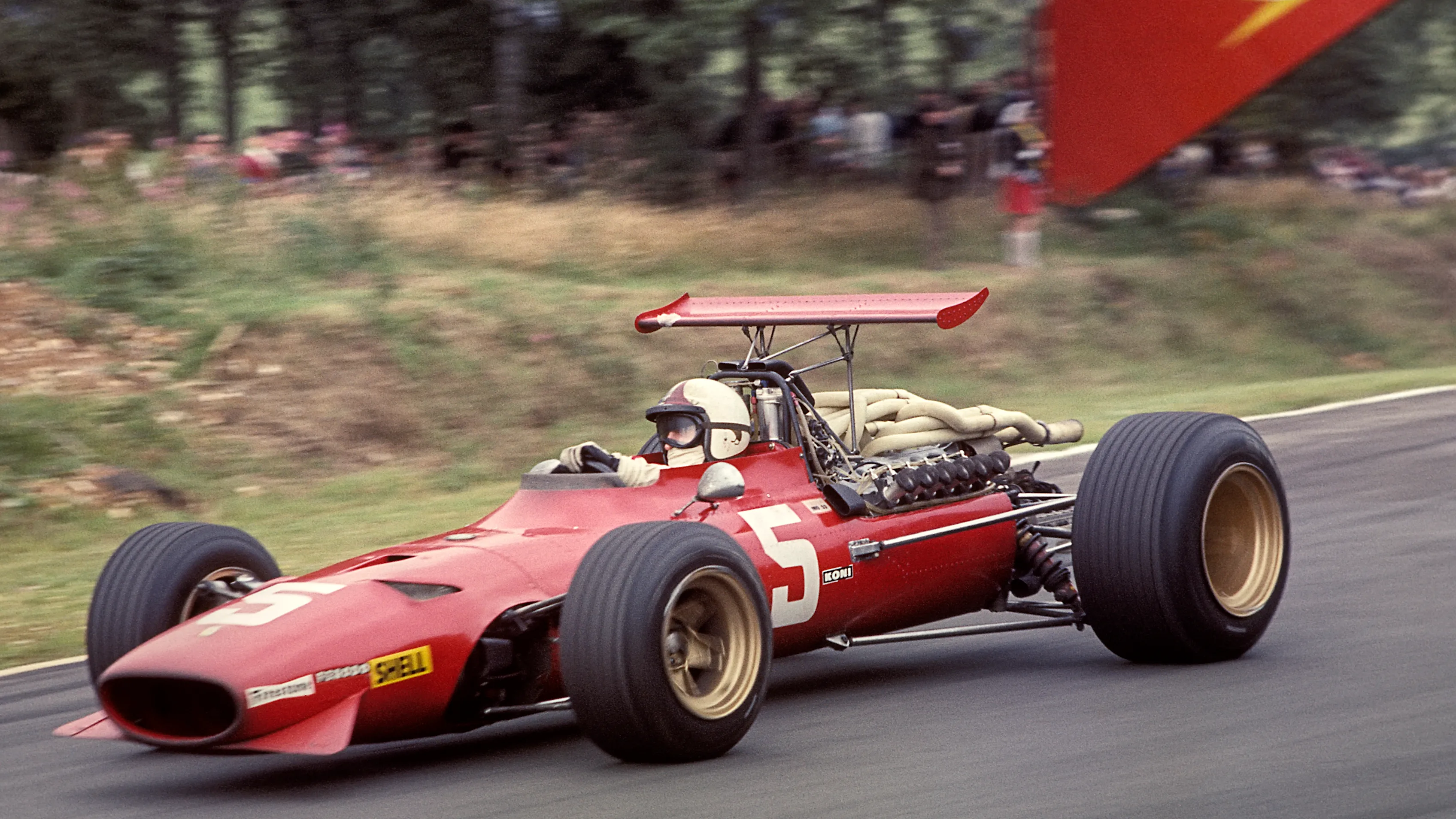 Chris Amon, Ferrari 312, Grand Prix of Great Britain, Brands Hatch, 20 July 1968. (Photo by Bernard
