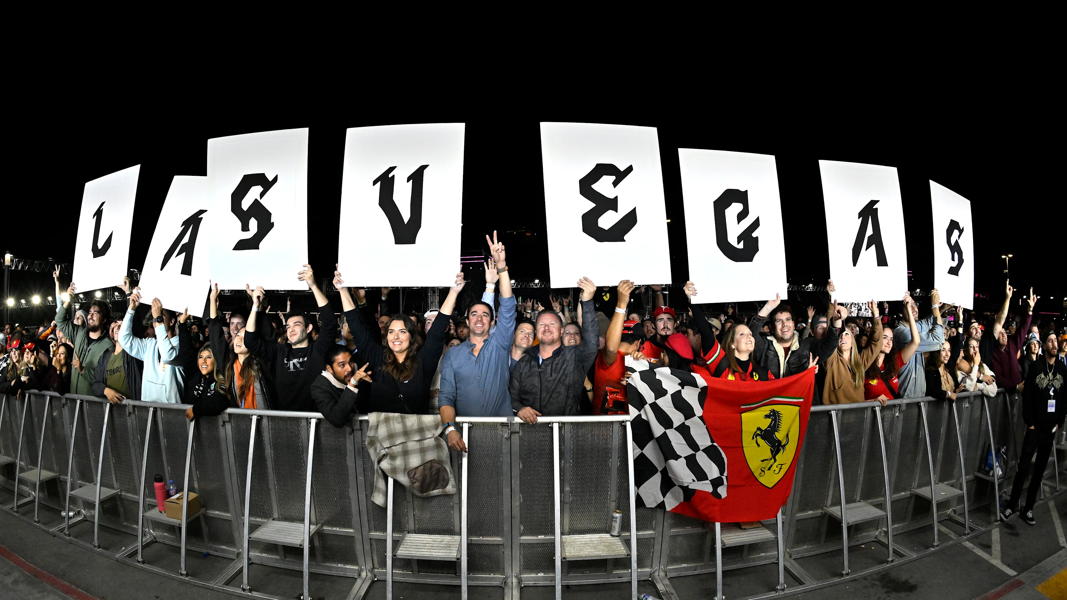 LAS VEGAS, NEVADA - NOVEMBER 17: Fans watch Major Lazer perform ahead of the F1 Grand Prix of Las