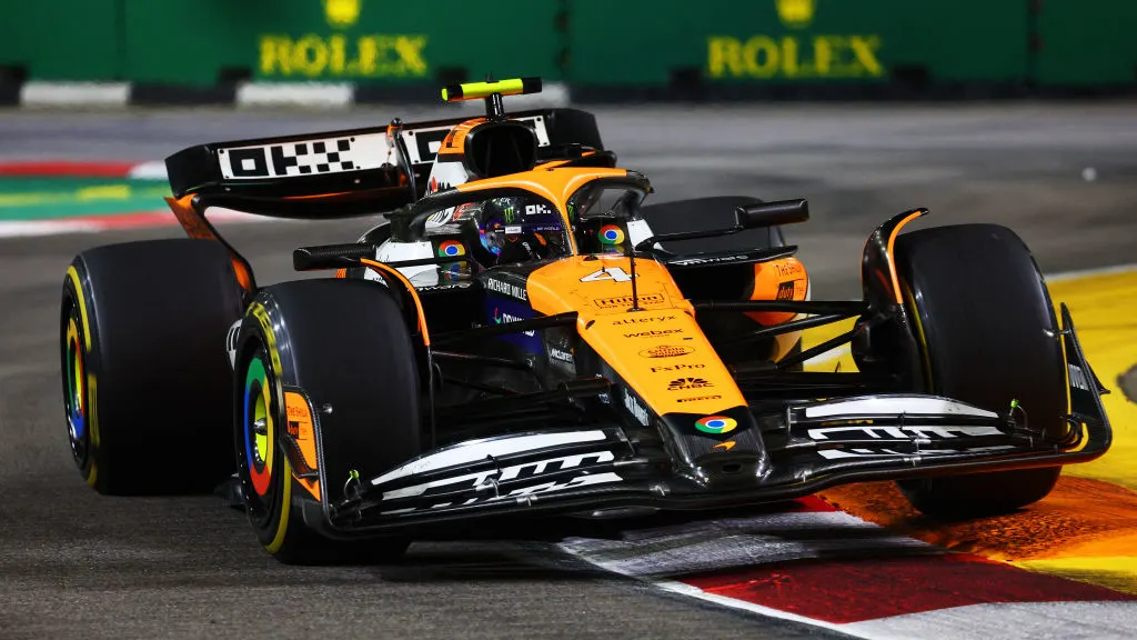 SINGAPORE, SINGAPORE - SEPTEMBER 22: Lando Norris of Great Britain driving the (4) McLaren MCL38