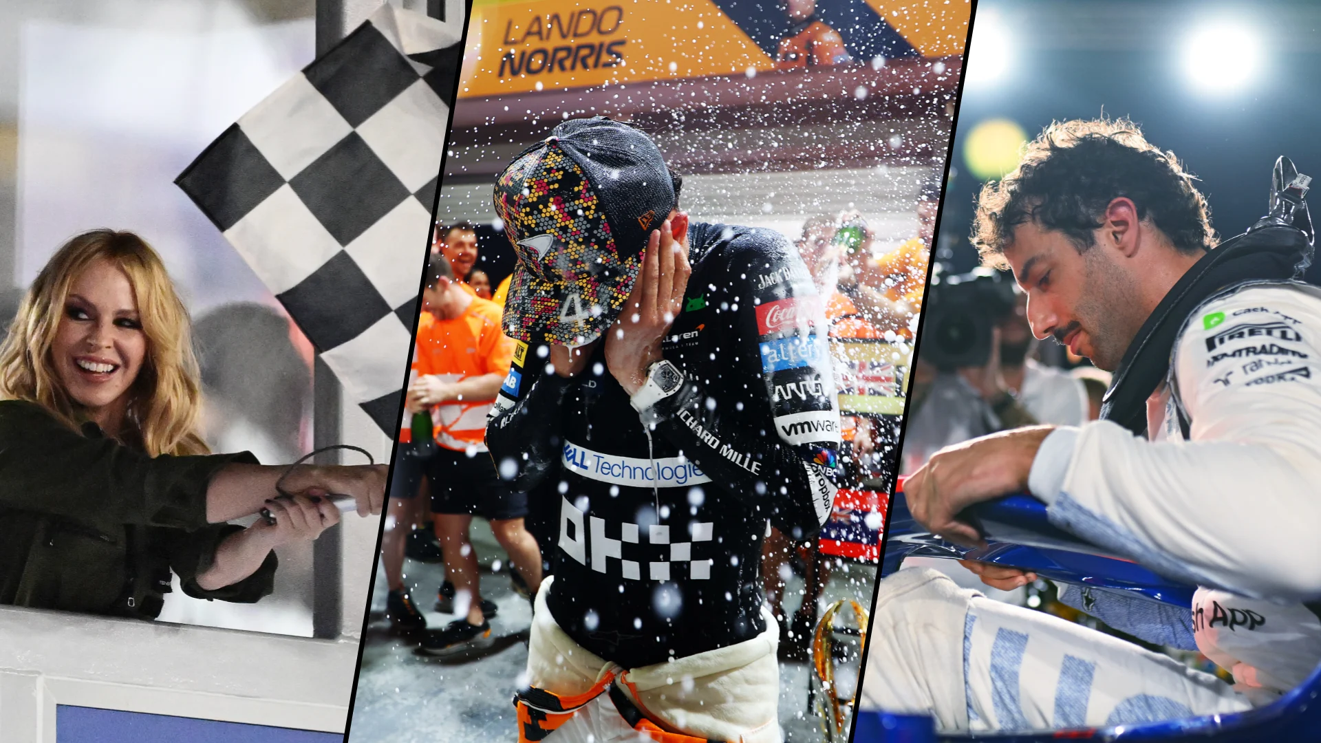 SINGAPORE, SINGAPORE - SEPTEMBER 22: Race winner Lando Norris of Great Britain and McLaren