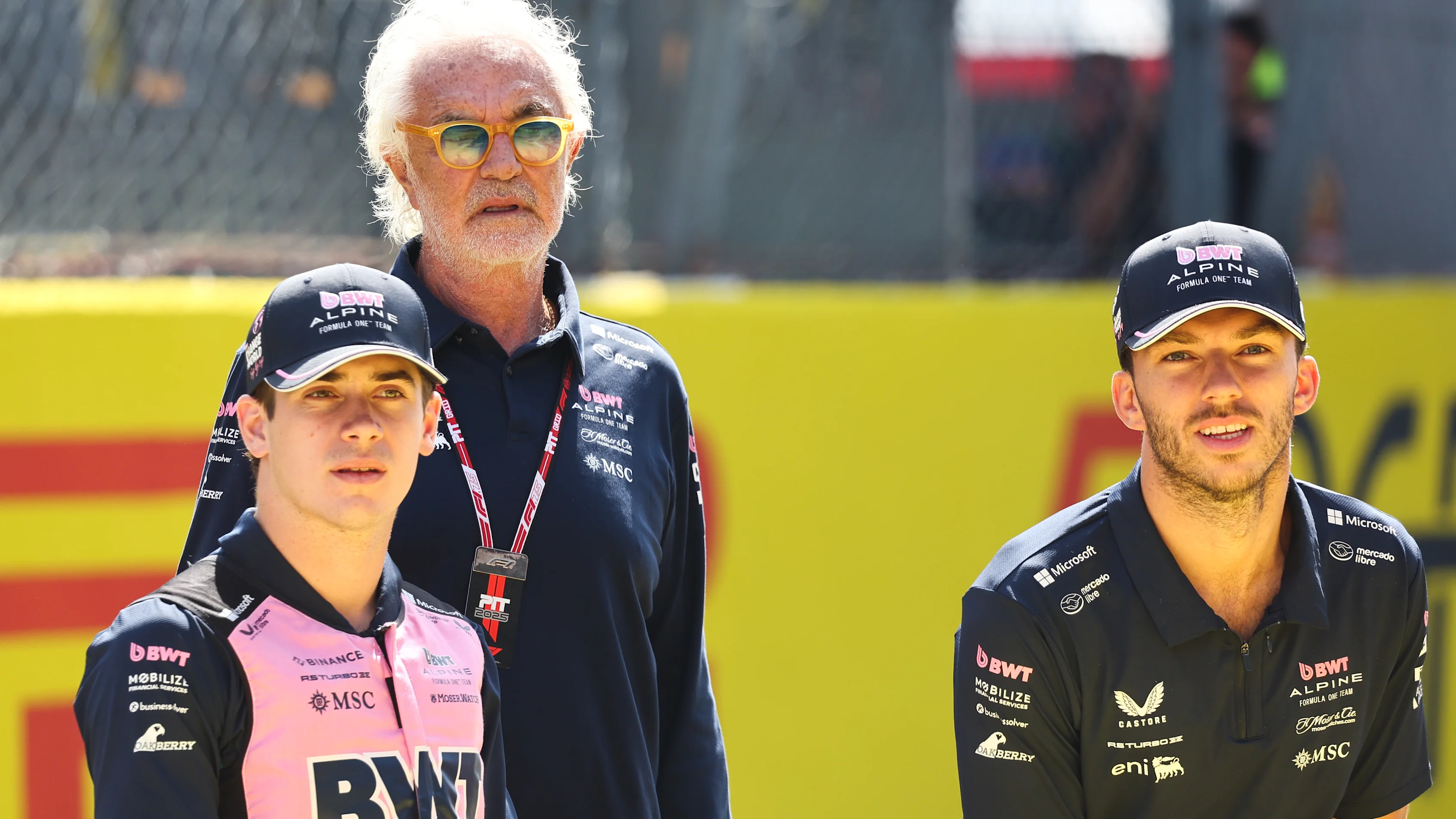 Flavio Briatore, Franco Colapinto and Pierre Gasly of Alpine ahead of the Formula 1 Italian Grand