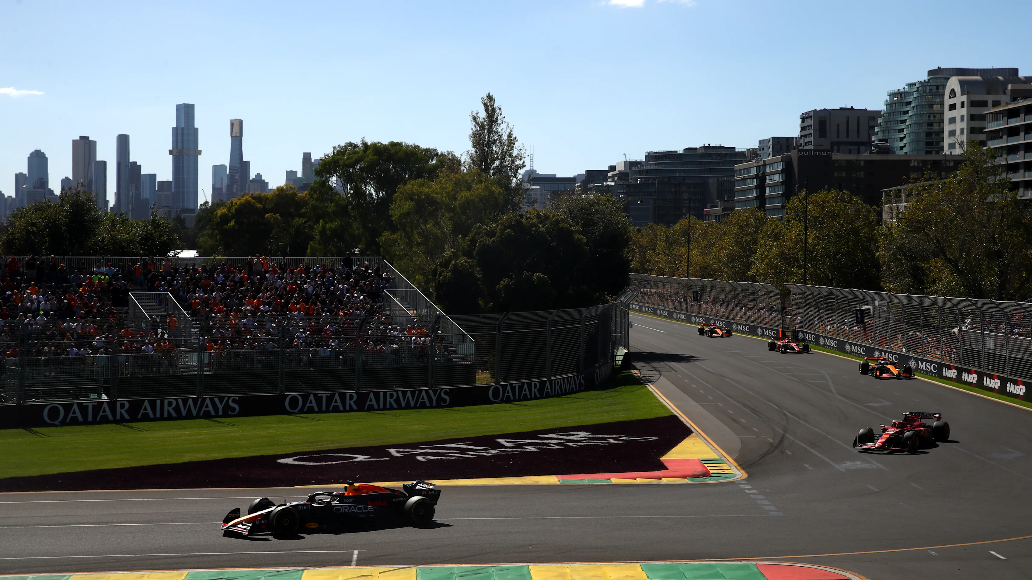 MELBOURNE, AUSTRALIA - MARCH 24: Max Verstappen of the Netherlands driving the (1) Oracle Red Bull