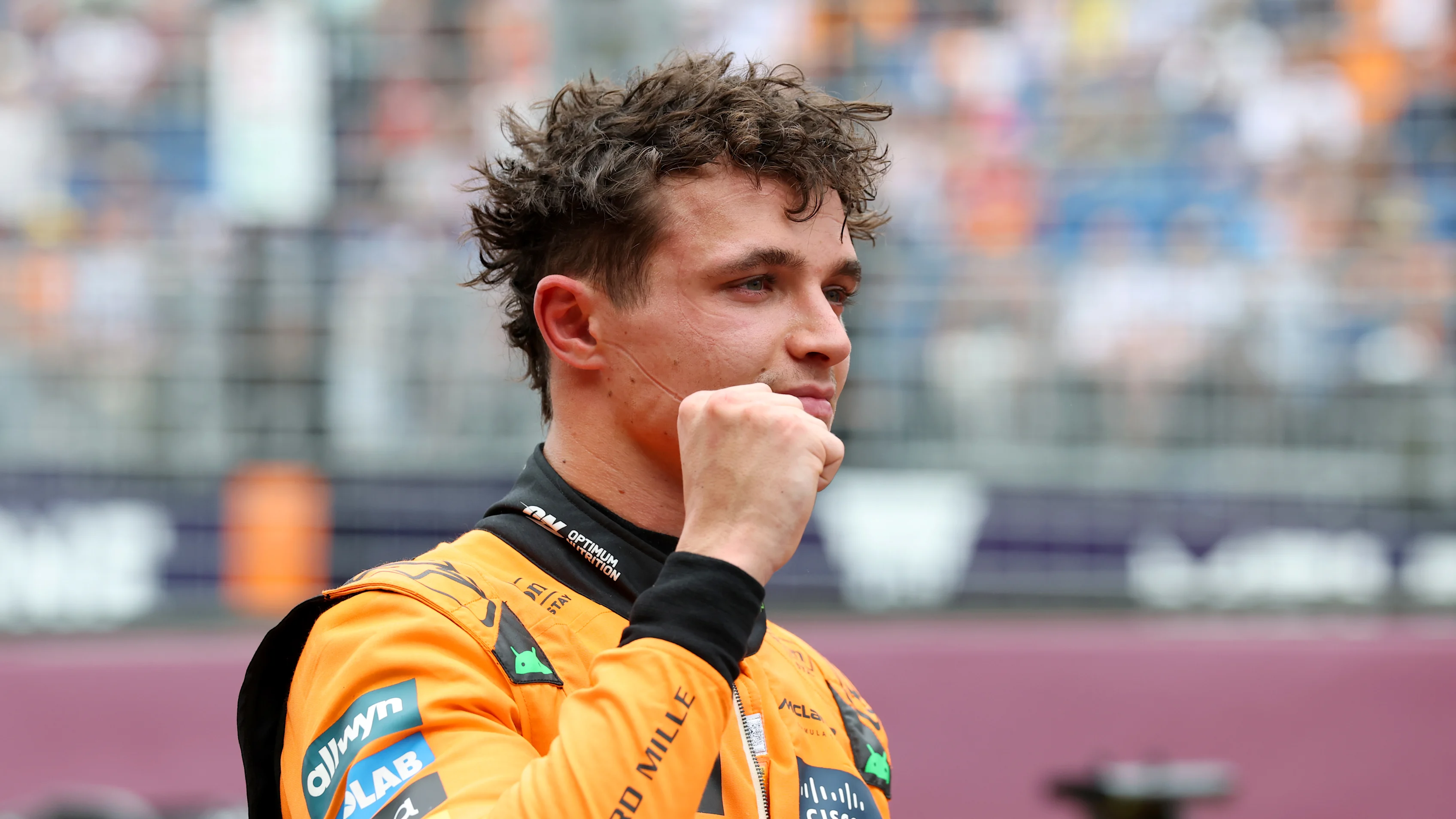 MELBOURNE, AUSTRALIA - MARCH 15: Pole position qualifier Lando Norris of Great Britain and McLaren