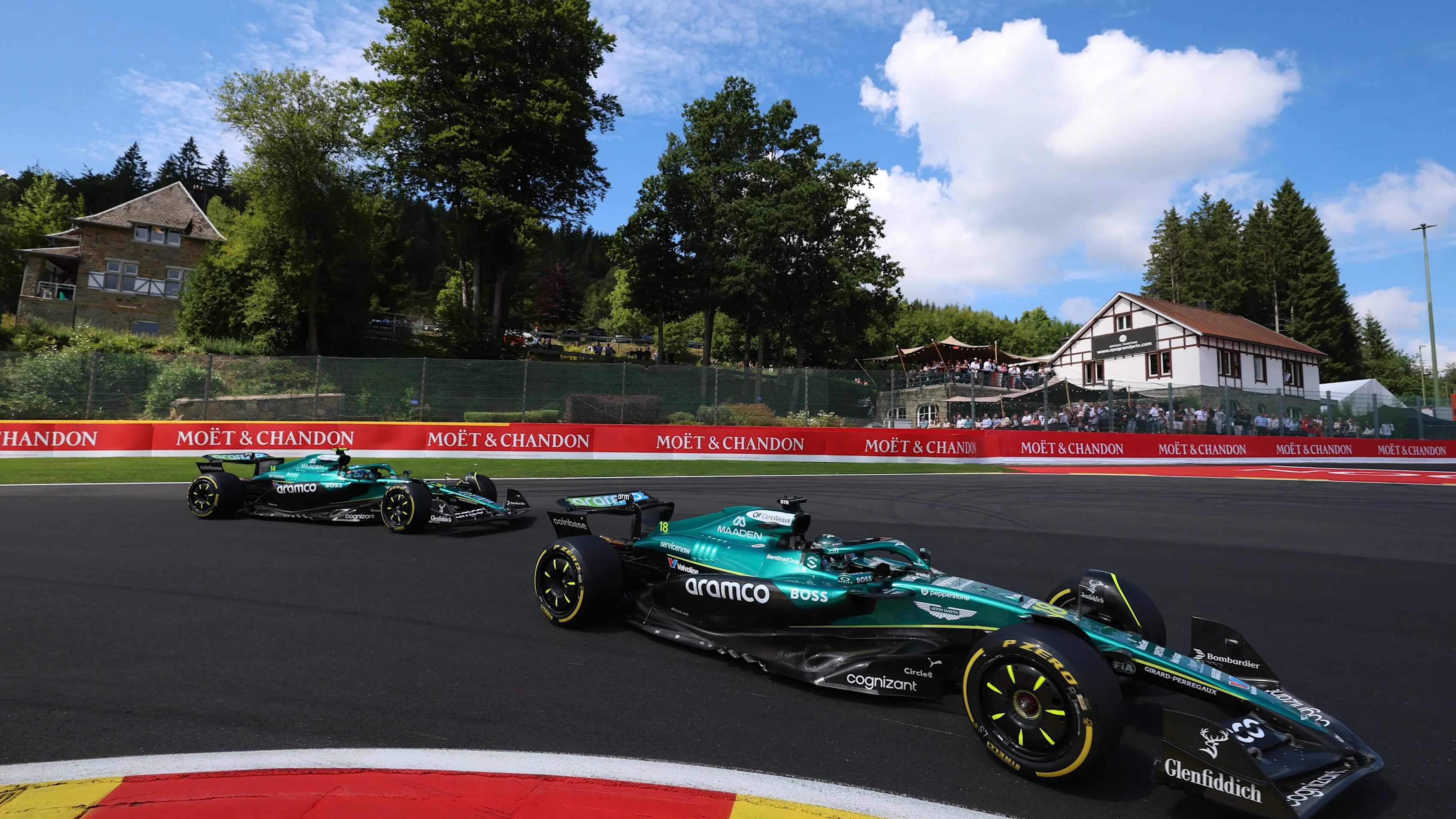 SPA, BELGIUM - JULY 26: Lance Stroll of Canada driving the (18) Aston Martin F1 Team AMR25 Mercedes