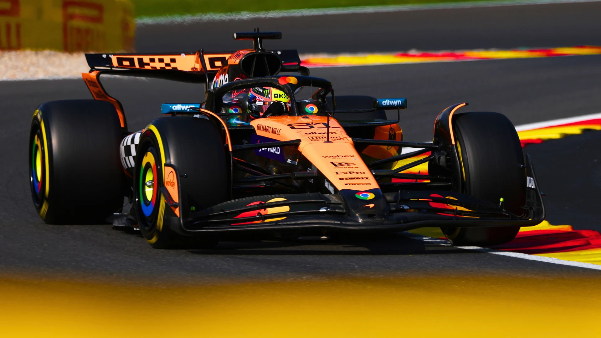 SPA, BELGIUM - JULY 25: Oscar Piastri of Australia driving the (81) McLaren MCL39 Mercedes on track