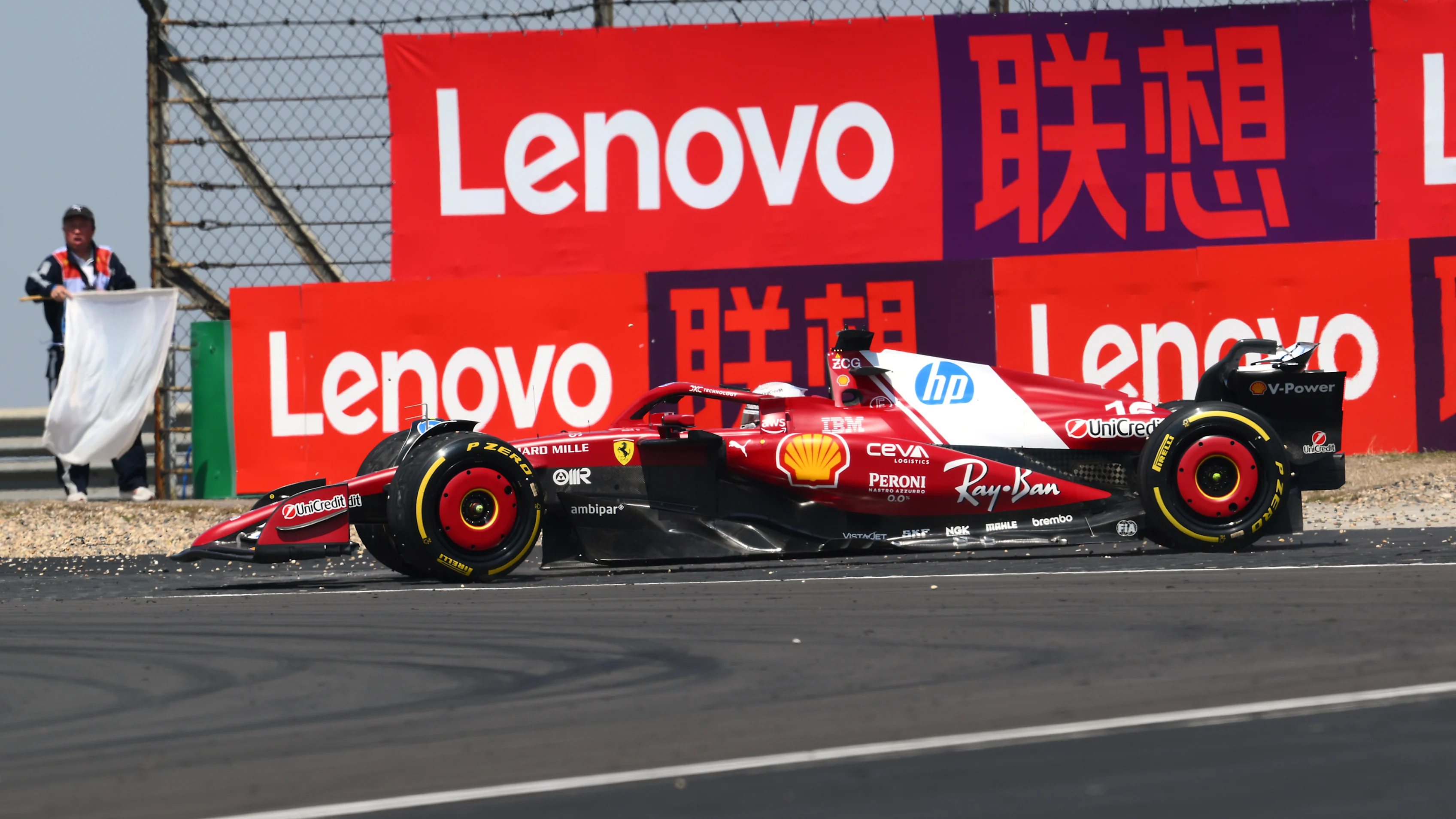 SHANGHAI, CHINA - MARCH 21: Charles Leclerc of Monaco driving the (16) Scuderia Ferrari SF-25 on