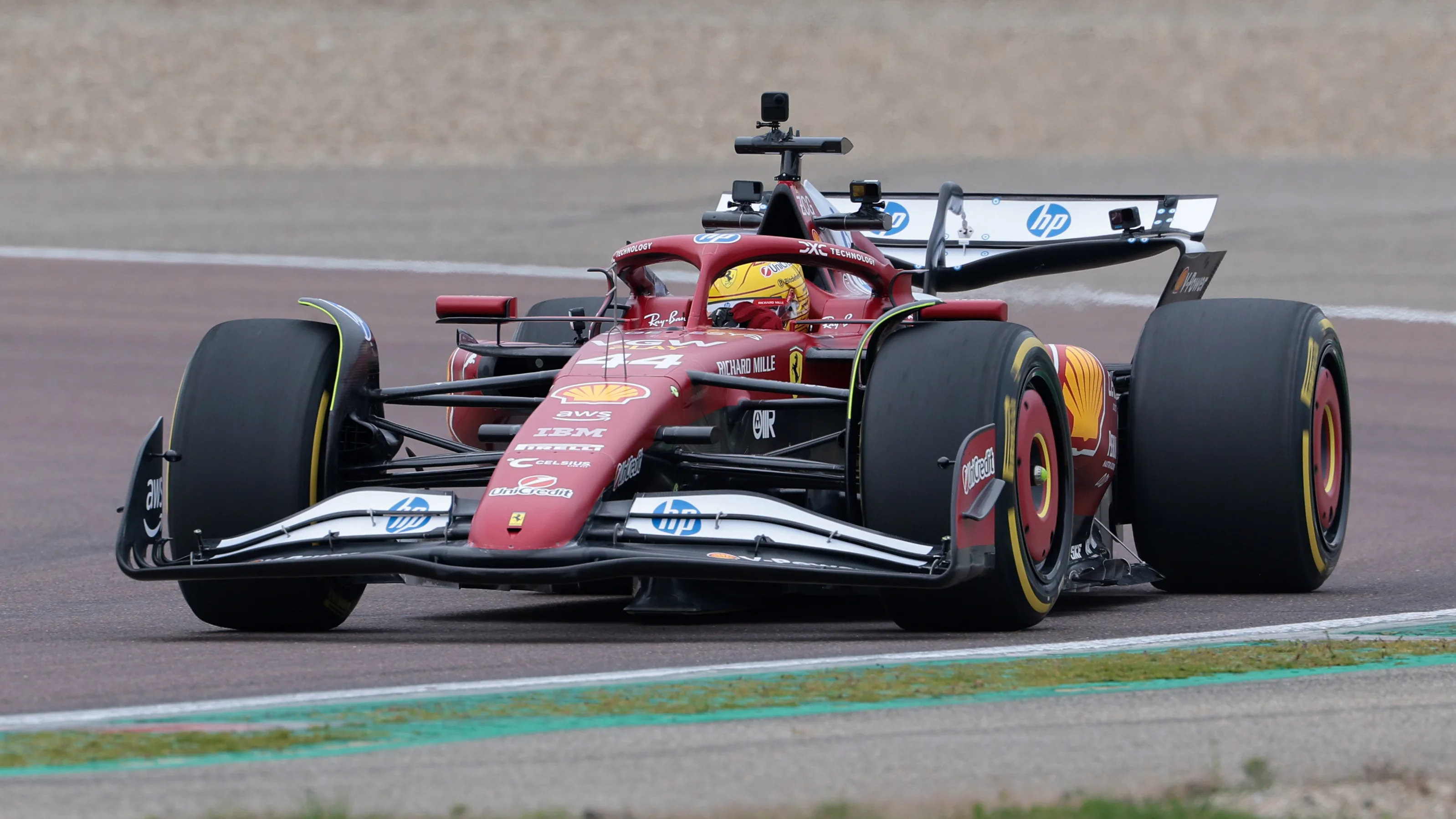 FIORANO MODENESE, ITALY - FEBRUARY 19: Lewis Hamilton of Great Britain driving the (44) Scuderia