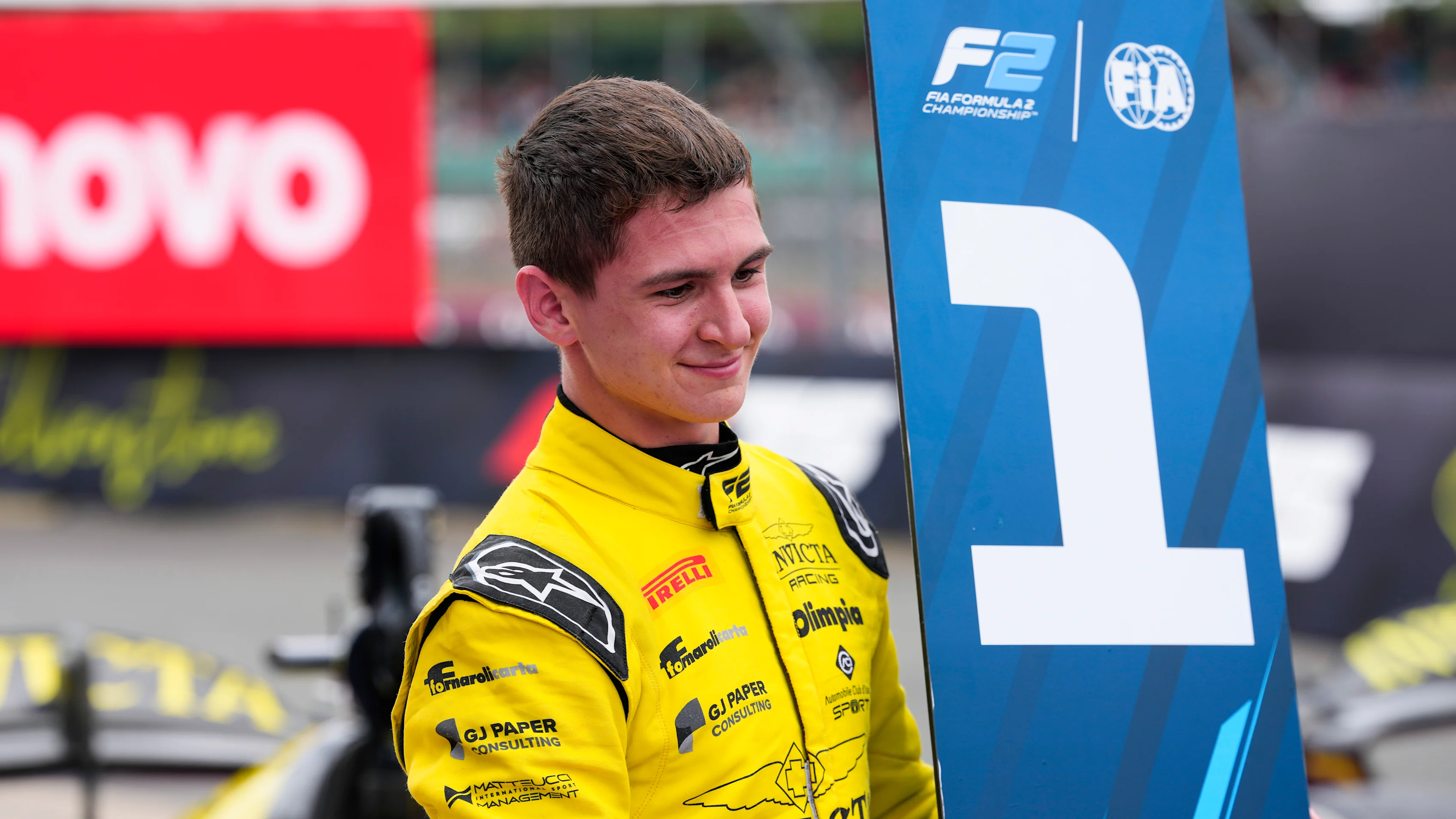 NORTHAMPTON, ENGLAND - JULY 05: Race winner Leonardo Fornaroli of Italy and Invicta Racing (1)