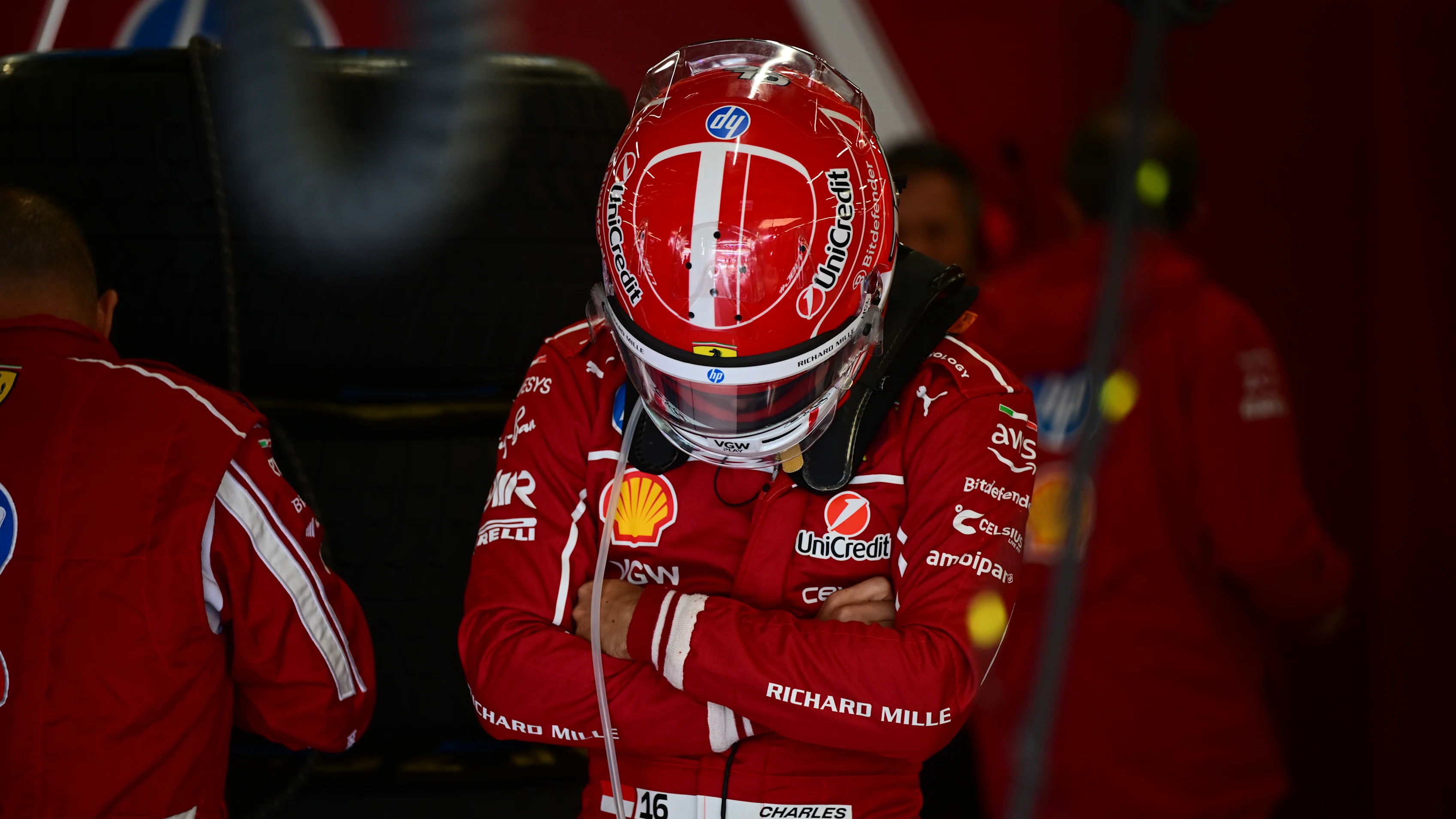 Charles Leclerc of Scuderia Ferrari looks on during the race, the 13th round of the Formula 1 World