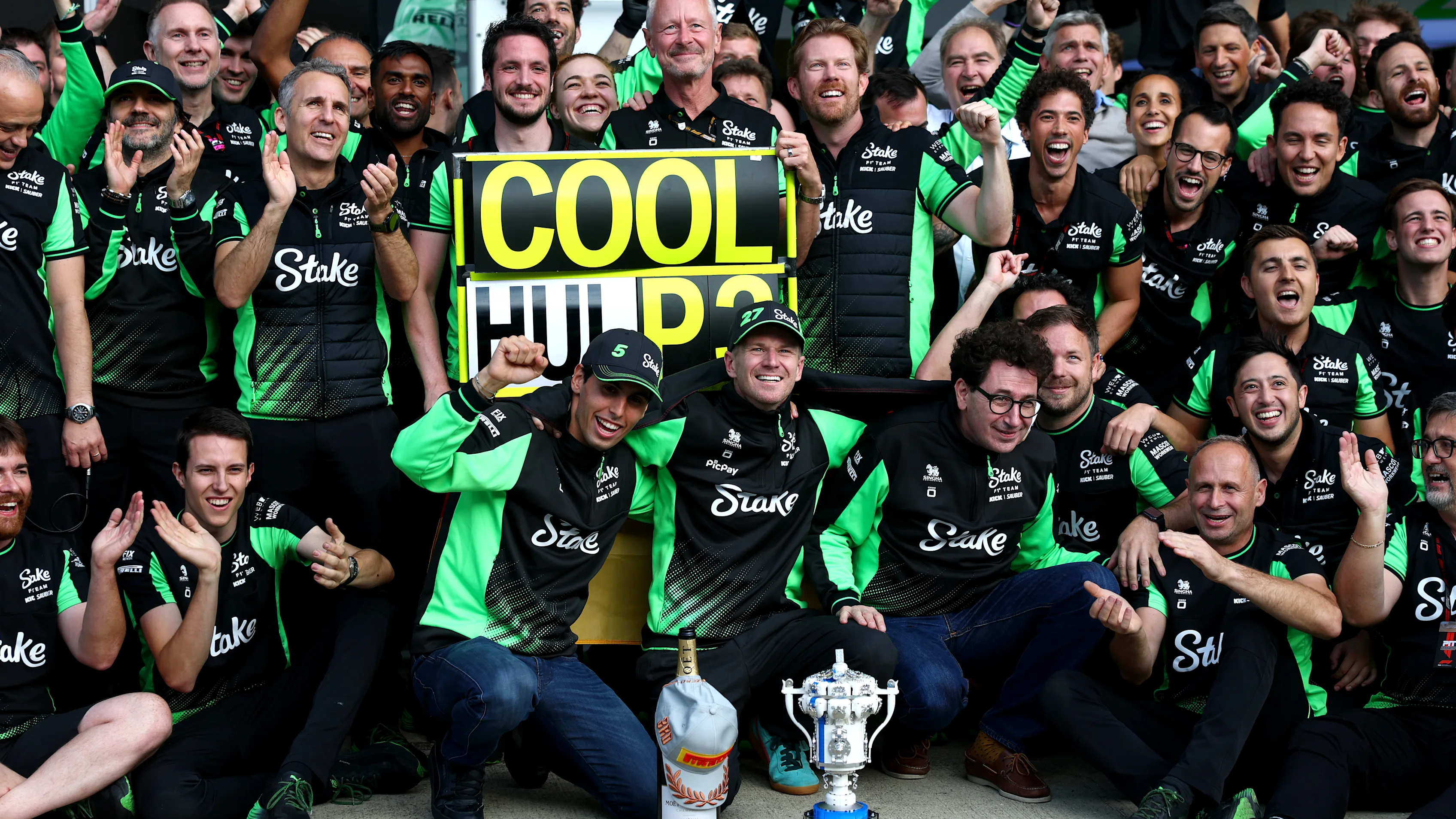 The celebrations continued long after Hulkenberg's podium was confirmed