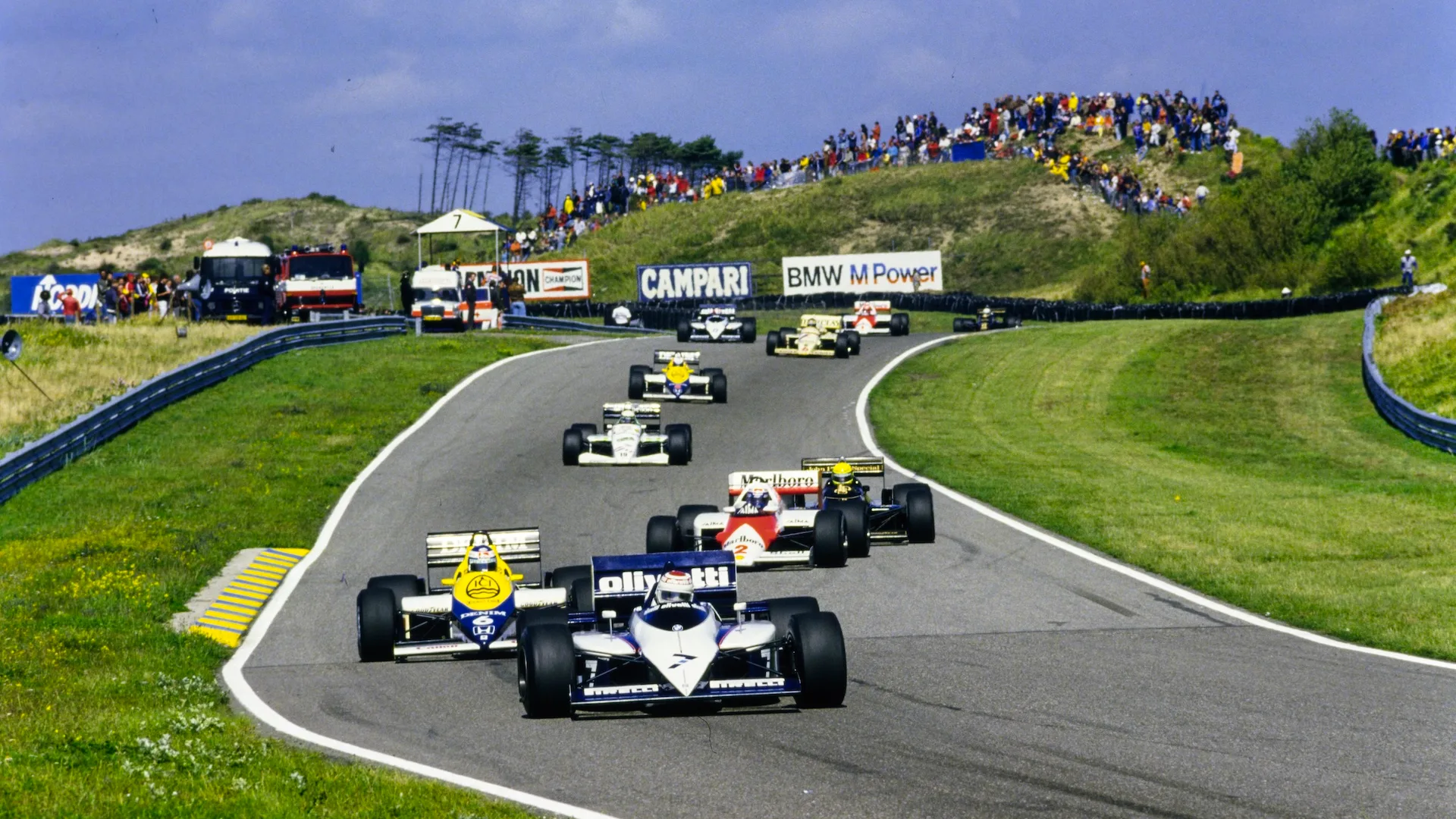 ZANDVOORT, NETHERLANDS - AUGUST 25: Nelson Piquet, Brabham BT54 BMW, leads Keke Rosberg, Williams