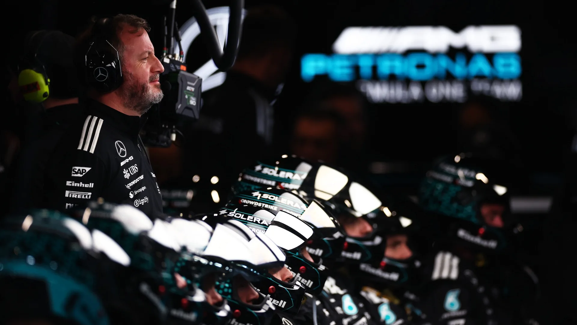 LAS VEGAS, NEVADA - NOVEMBER 22: Bradley Lord, Chief Communications Officer, Mercedes AMG Petronas