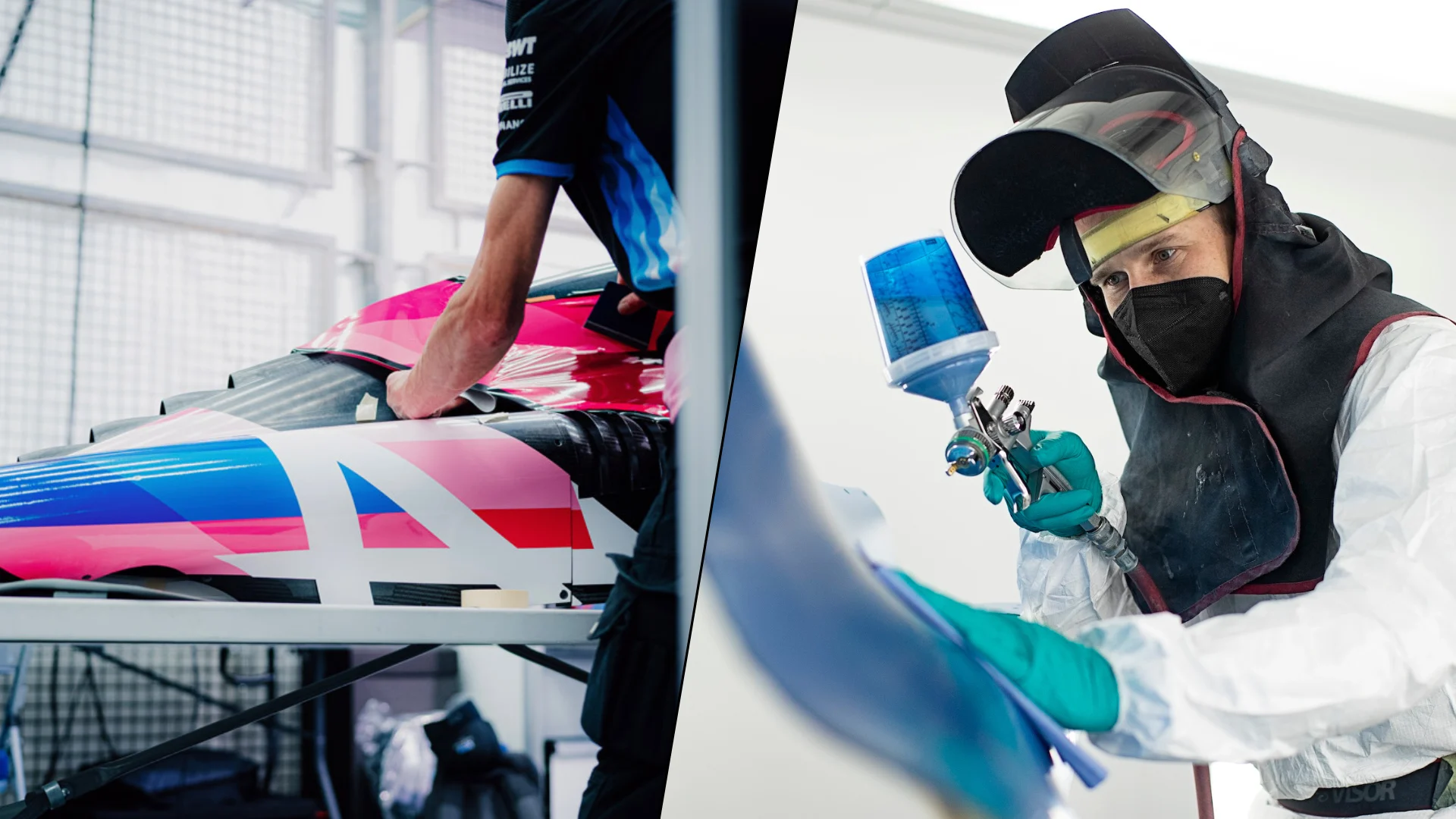 Paint shop, Alpine F1 factory, Enstone, United Kingdom on October 10th 2021: Photo Alpine F1 Team