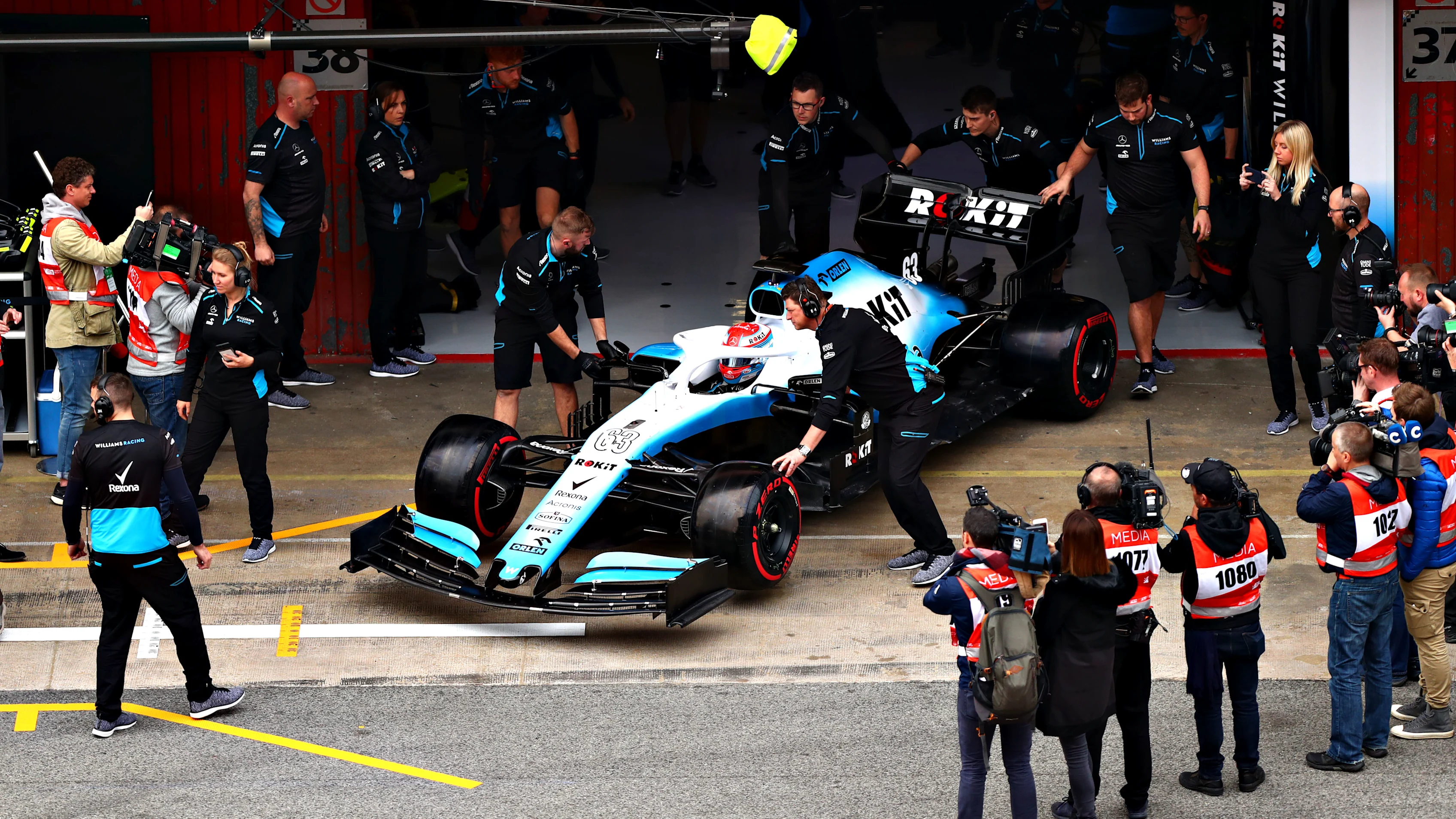 MONTMELO, SPAIN - FEBRUARY 20: George Russell of Great Britain driving the (63) Rokit Williams
