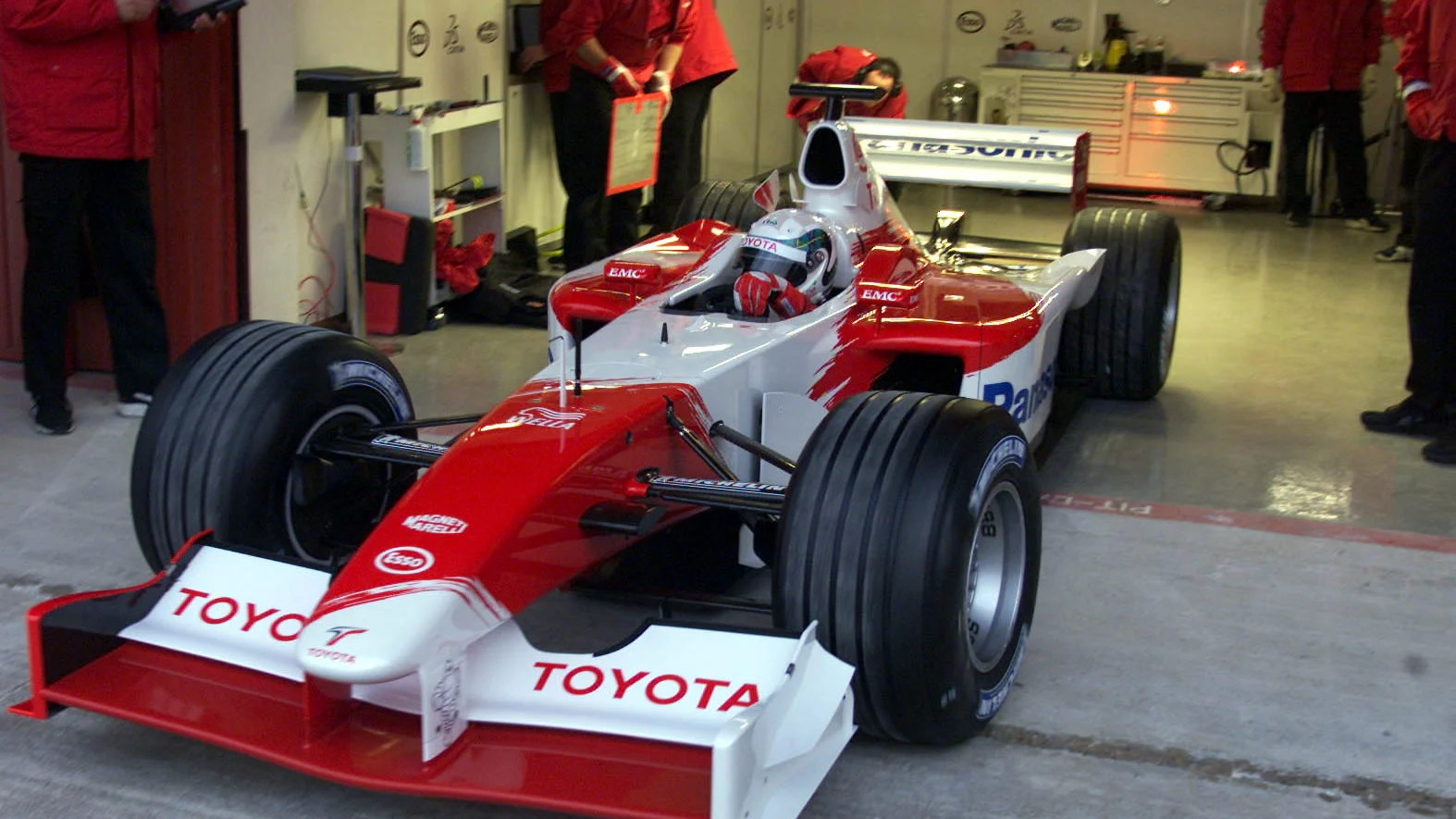 8 Jan 2002:  Allan McNish of Scotland and Toyota prepares to leave the pits at the Circuit de