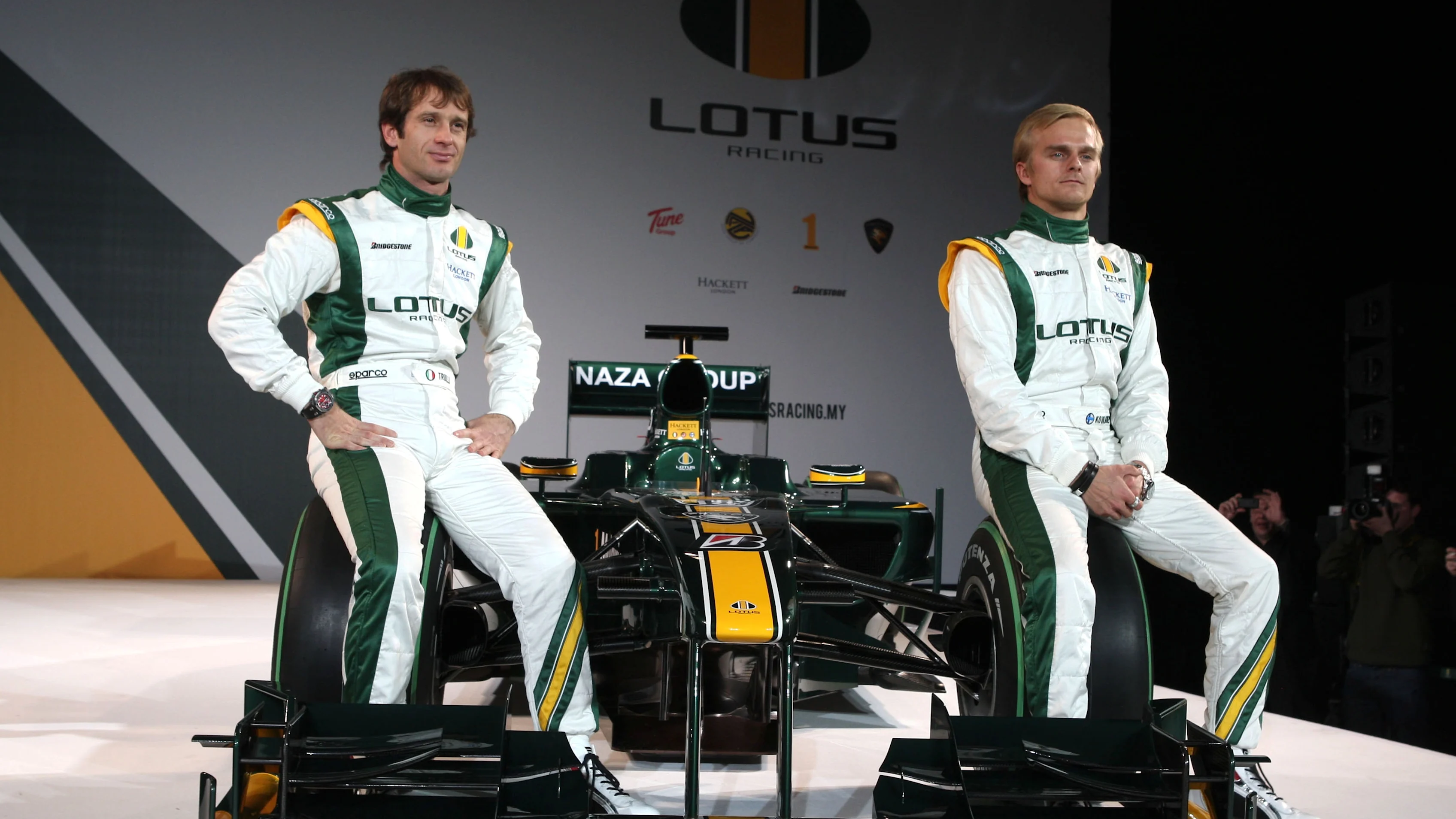 The new Lotus T127 with Heikki Kovalainen (FIN) and Jarno Trulli (ITA) Lotus. Lotus T127 Launch,