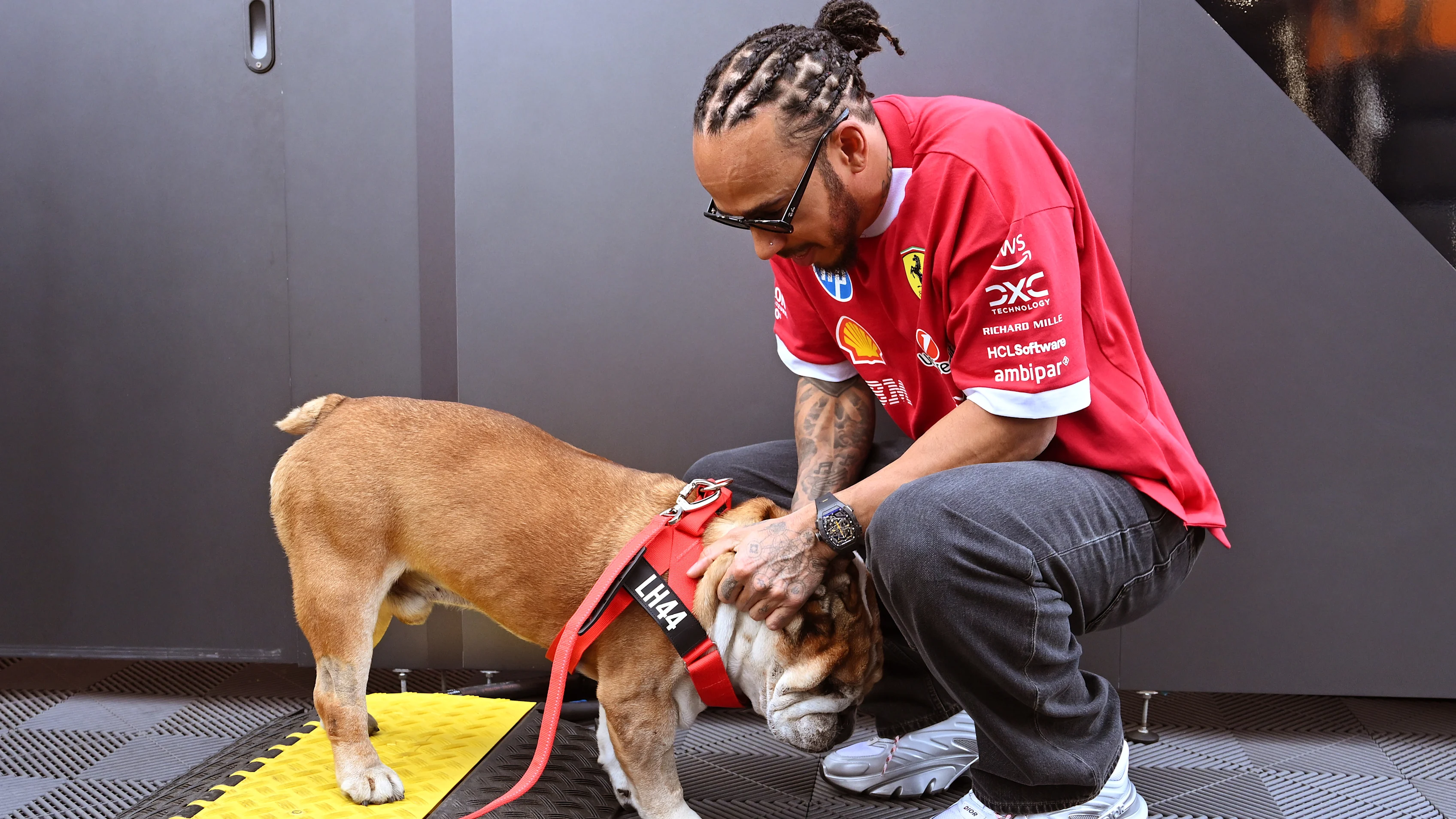 NORTHAMPTON, ENGLAND - JULY 04: Lewis Hamilton of Great Britain and Scuderia Ferrari in the Paddock