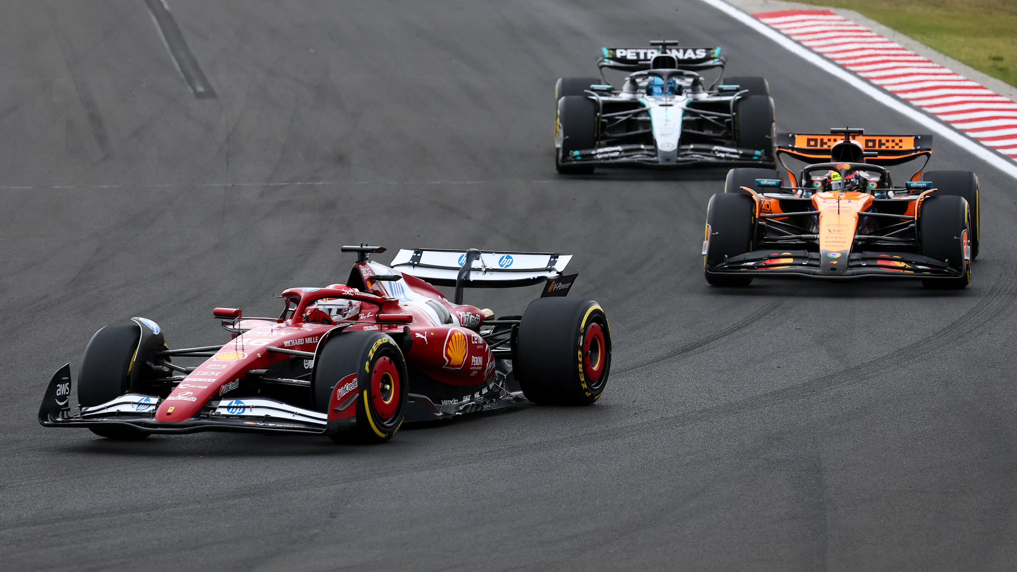 BUDAPEST, HUNGARY - AUGUST 03: Charles Leclerc of Monaco driving the (16) Scuderia Ferrari SF-25