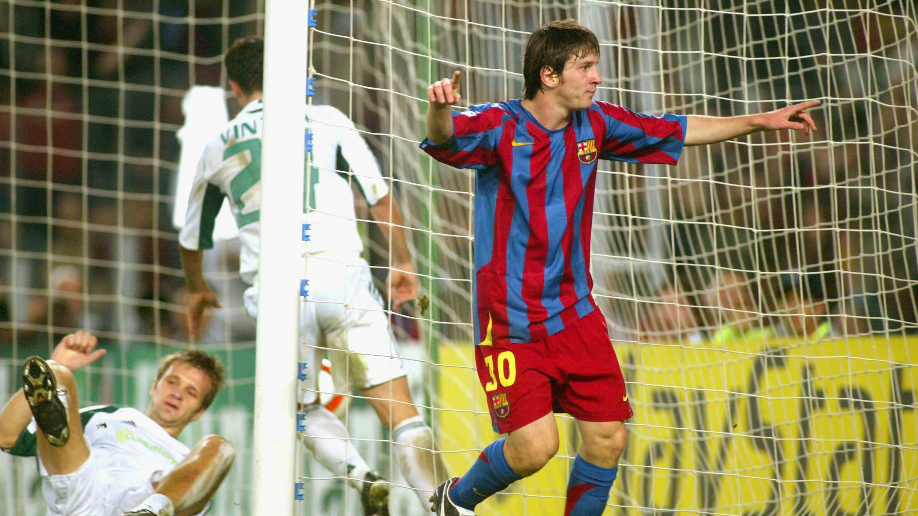 BARCELONA, SPAIN - NOVEMBER 2: Leo Messi of FC Barcelona celebrates his goal during the UEFA