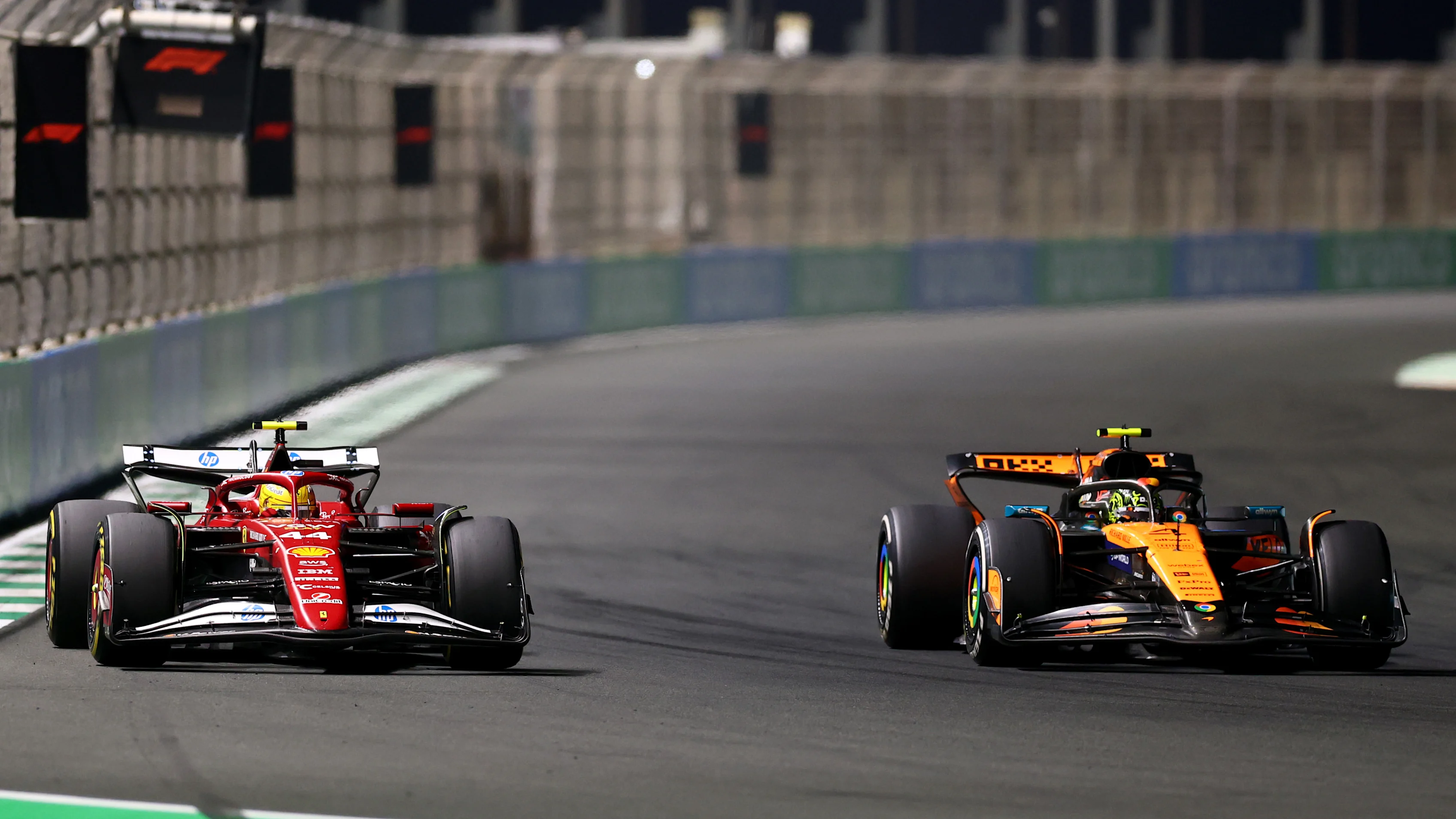 JEDDAH, SAUDI ARABIA - APRIL 20: Lewis Hamilton of Great Britain driving the (44) Scuderia Ferrari