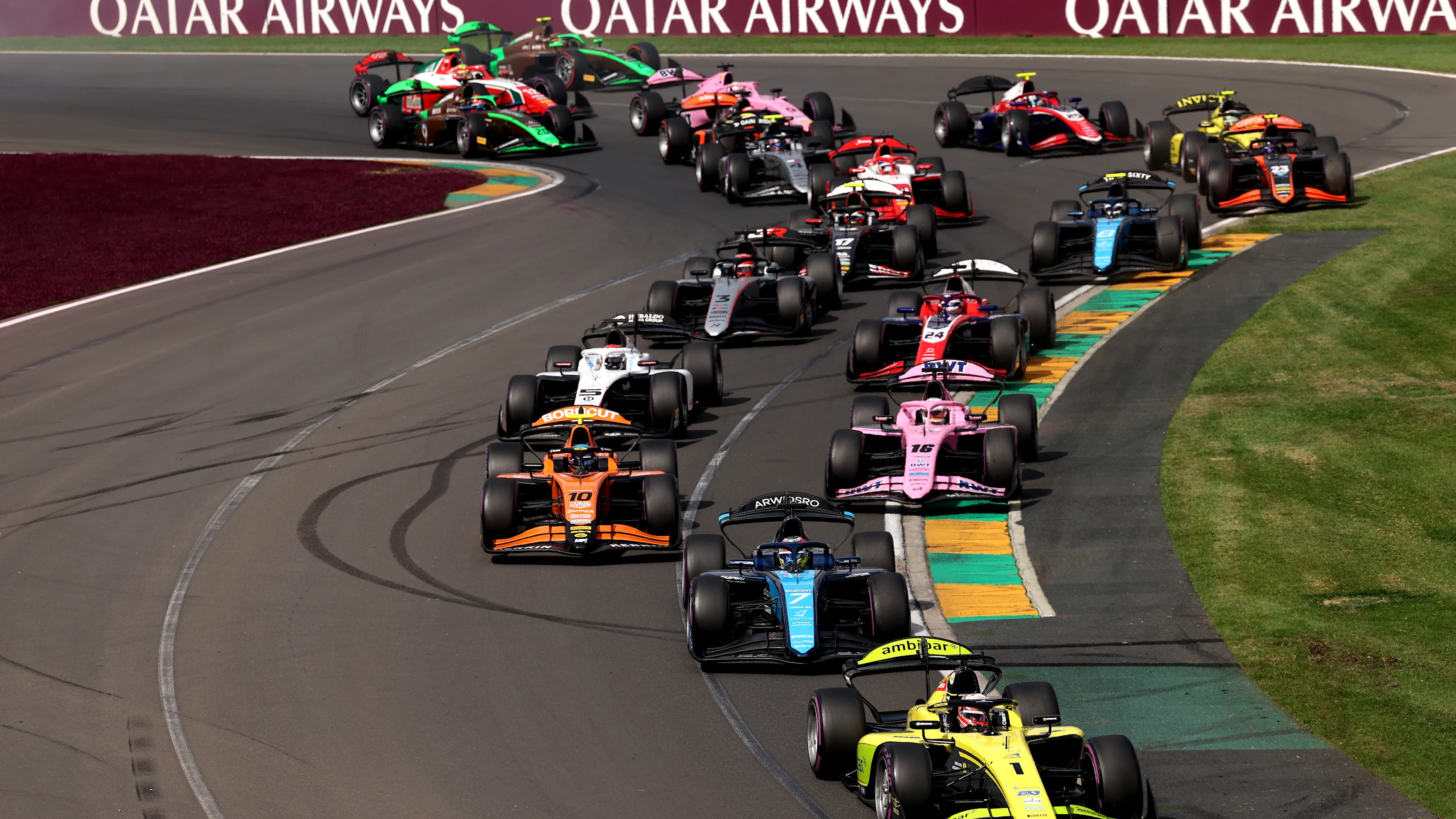 MELBOURNE, AUSTRALIA - MARCH 08: Rafael Camara of Brazil and Invicta Racing (1) leads Dino