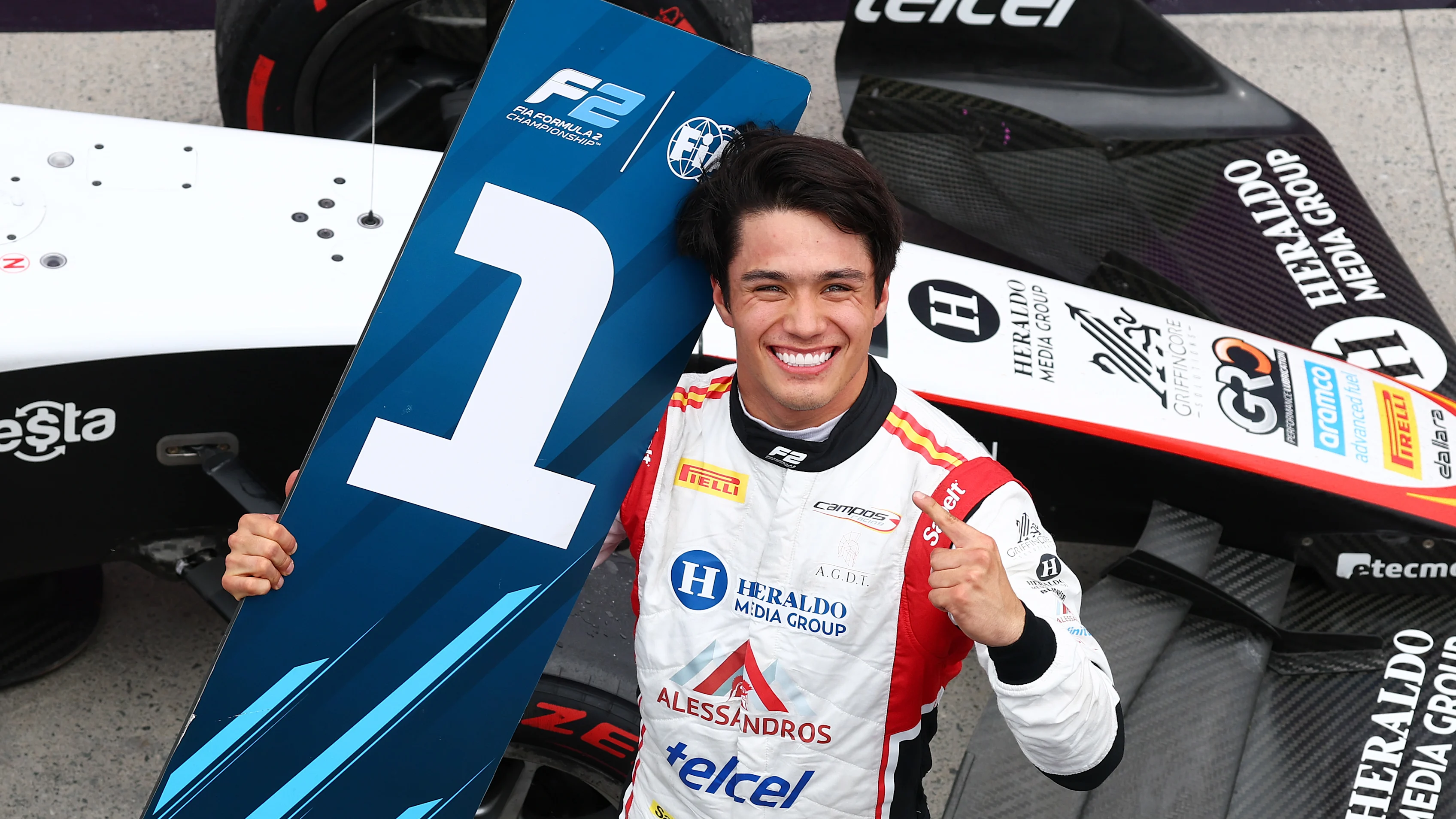 MONTREAL, QUEBEC - MAY 23: Race winner Noel Leon of Mexico and Campos Racing (5) celebrates in parc