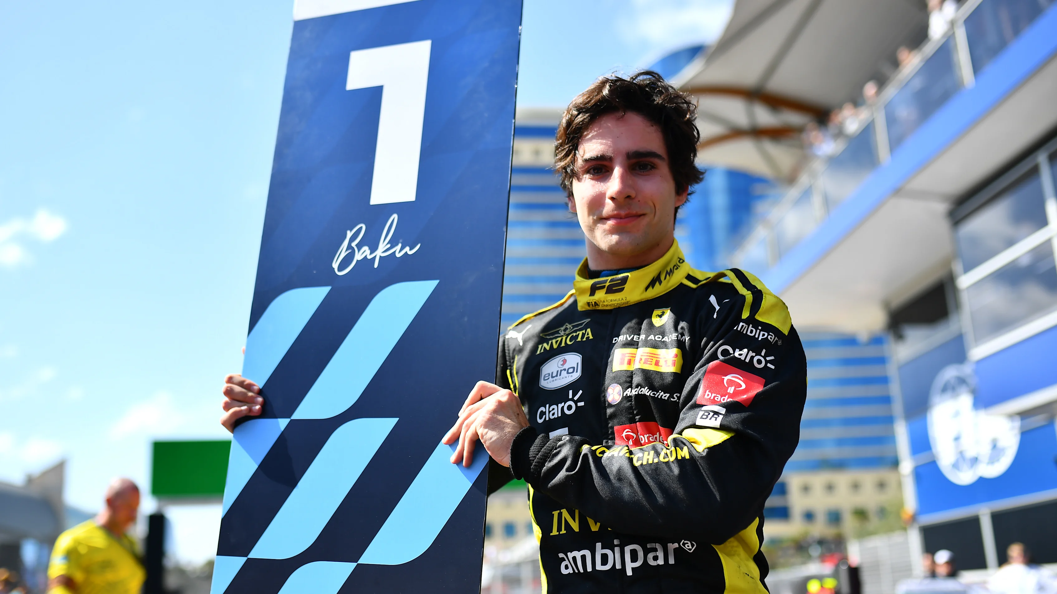 BAKU, AZERBAIJAN - SEPTEMBER 26: Race winner Rafael Camara of Brazil and Invicta Racing (1)