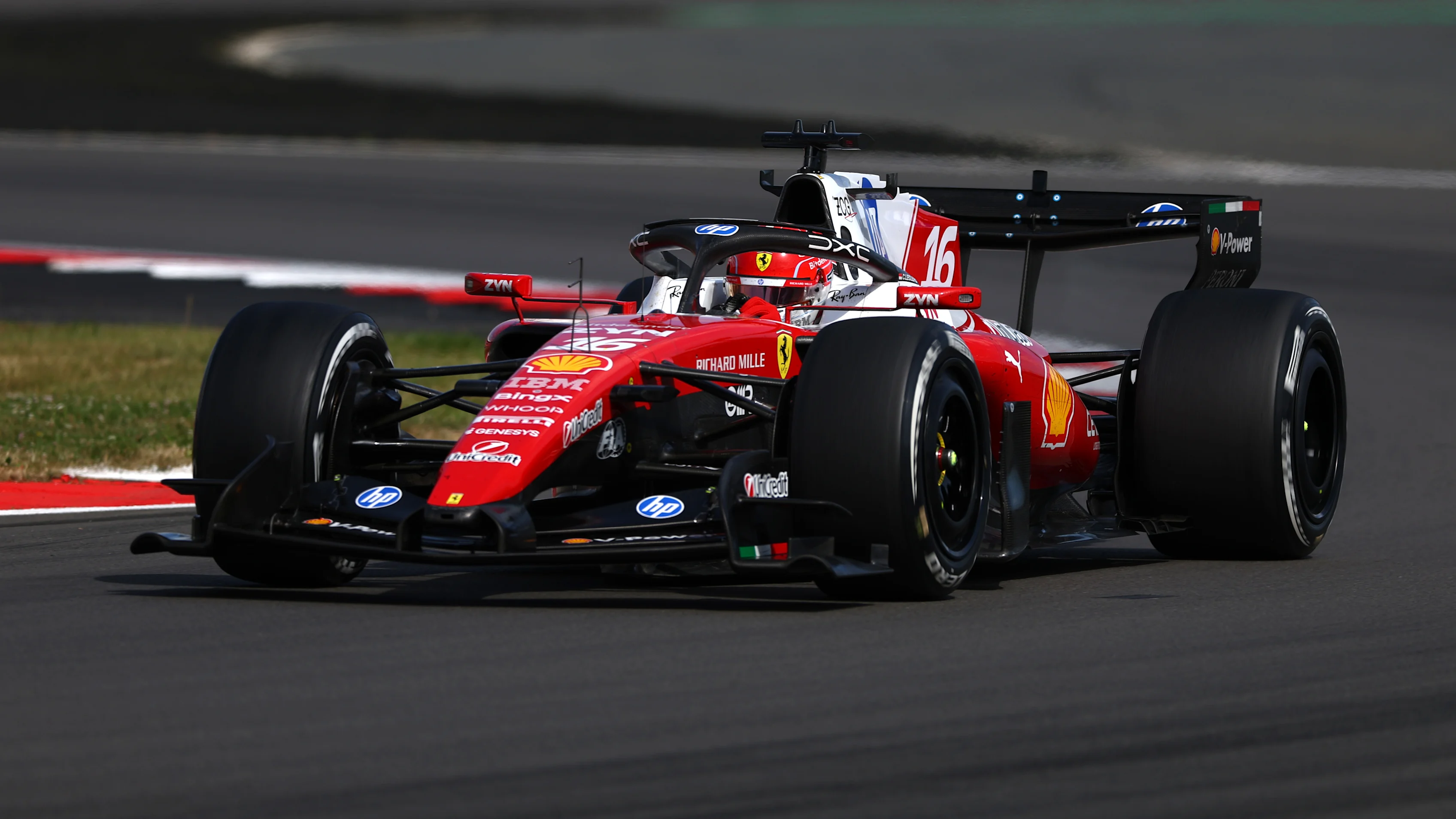 NORTHAMPTON, ENGLAND - JULY 05: Charles Leclerc of Monaco driving the (16) Scuderia Ferrari SF-26