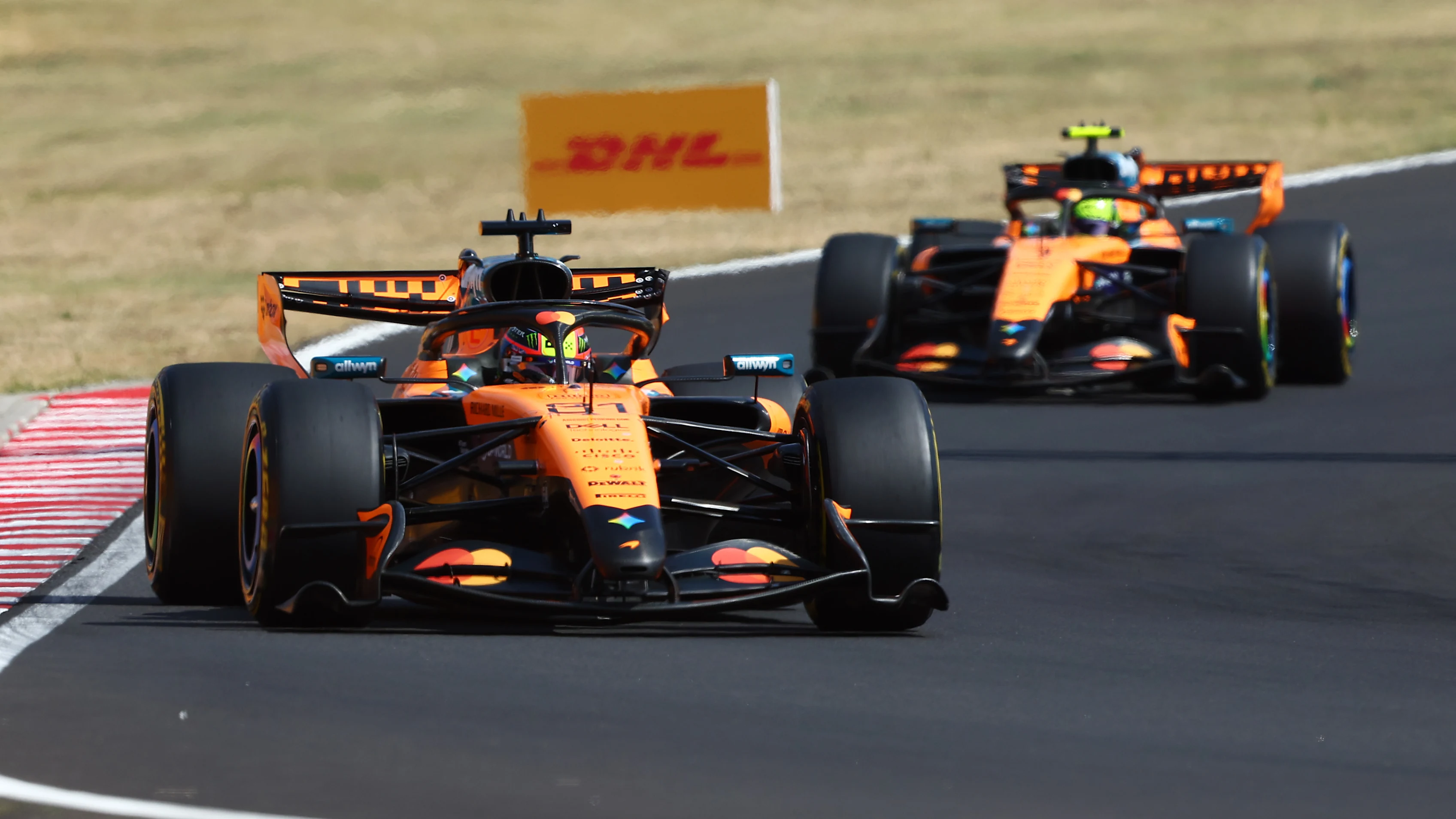 BUDAPEST, HUNGARY - JULY 26: Oscar Piastri of Australia driving the (81) McLaren MCL40 Mercedes