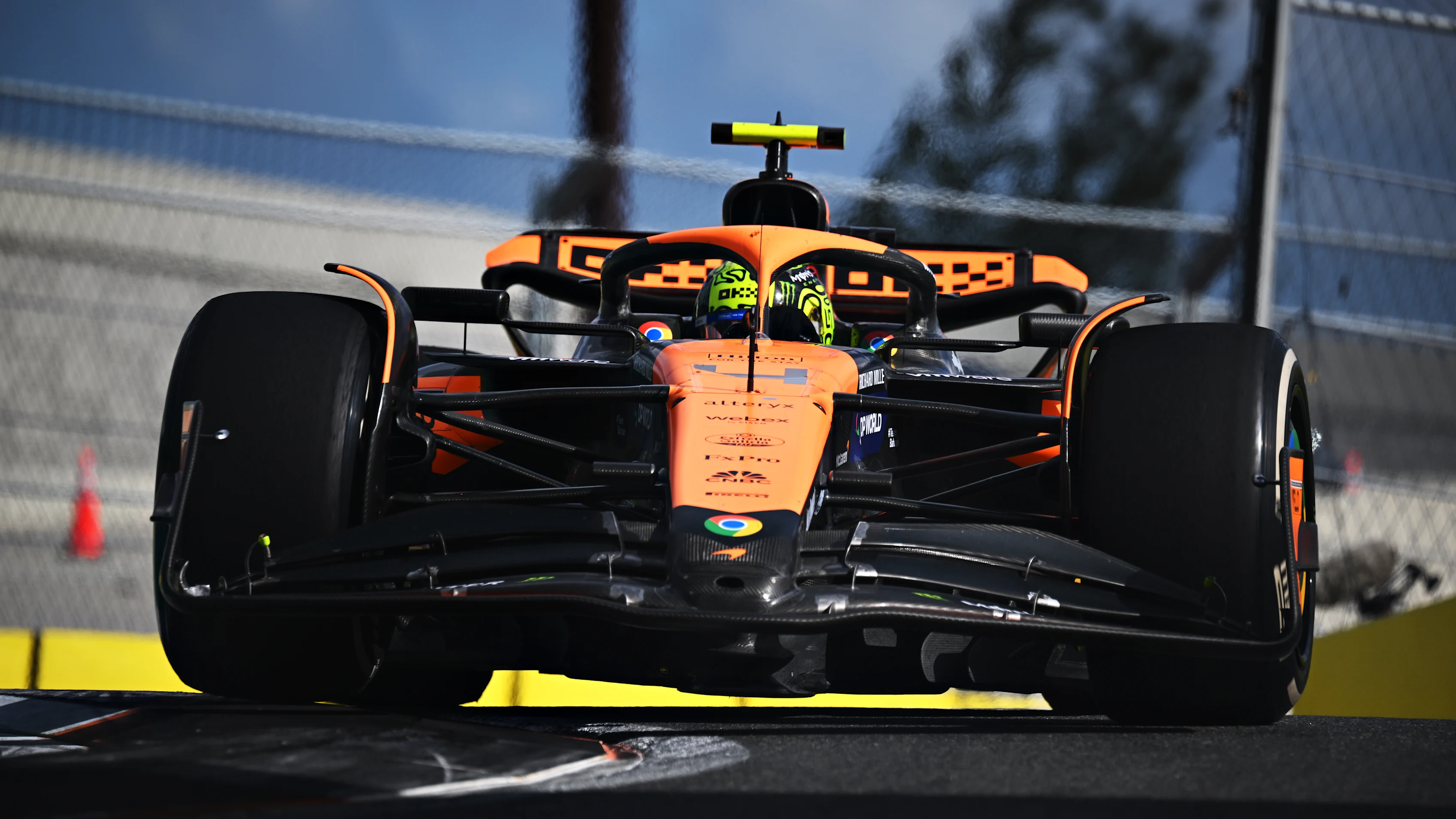 MIAMI, FLORIDA - MAY 05: Lando Norris of Great Britain driving the (4) McLaren MCL38 Mercedes on