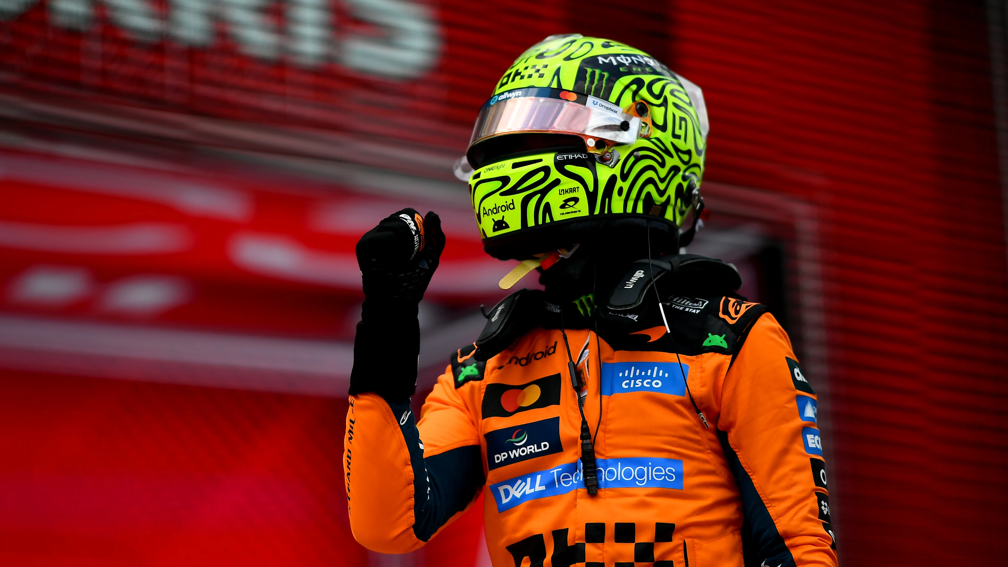 MIAMI, FLORIDA - MAY 02: Sprint winner Lando Norris of Great Britain and McLaren celebrates in parc