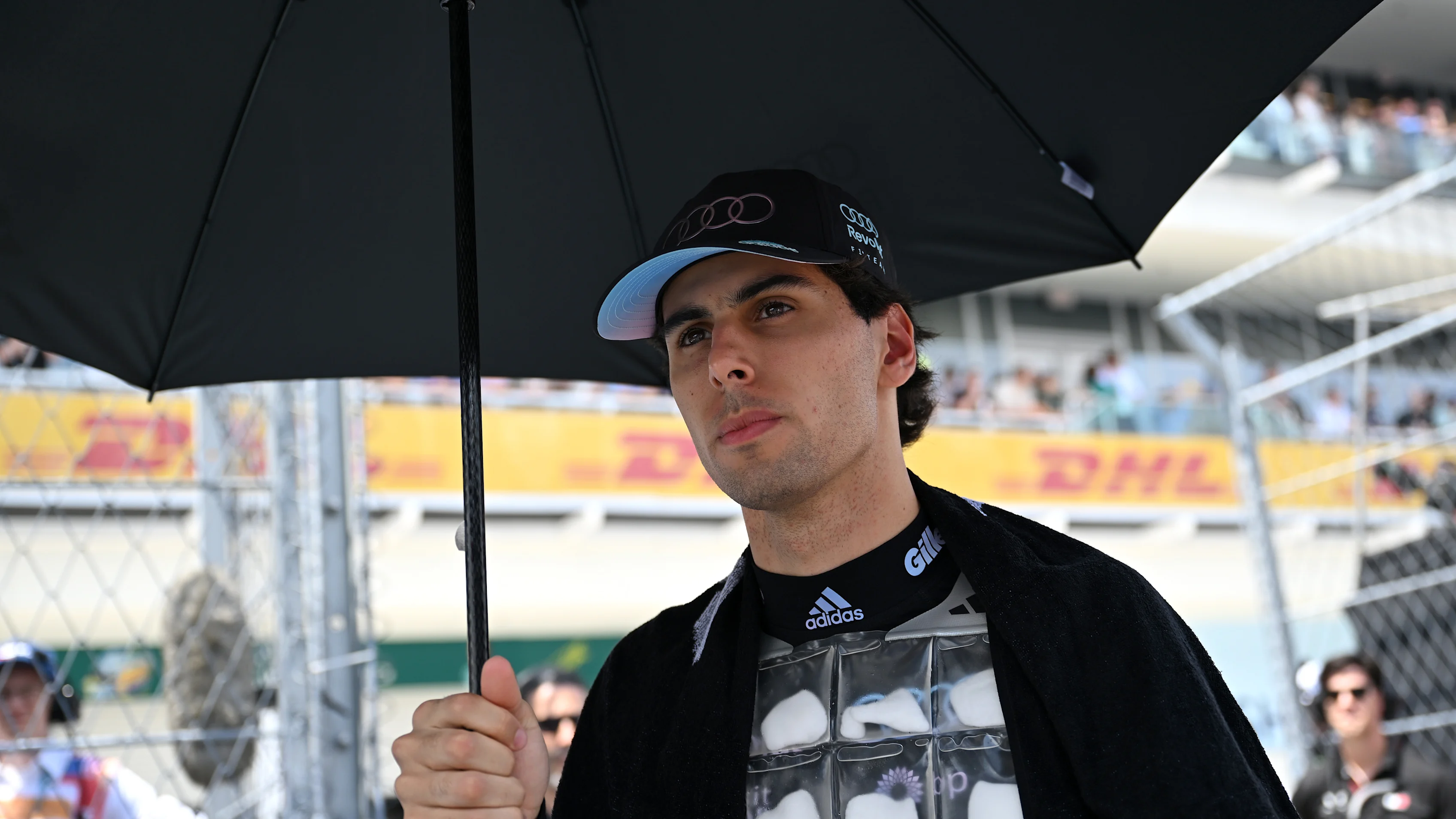 MIAMI, FLORIDA - MAY 02: Gabriel Bortoleto of Brazil and Audi F1 Team on the grid during the Sprint