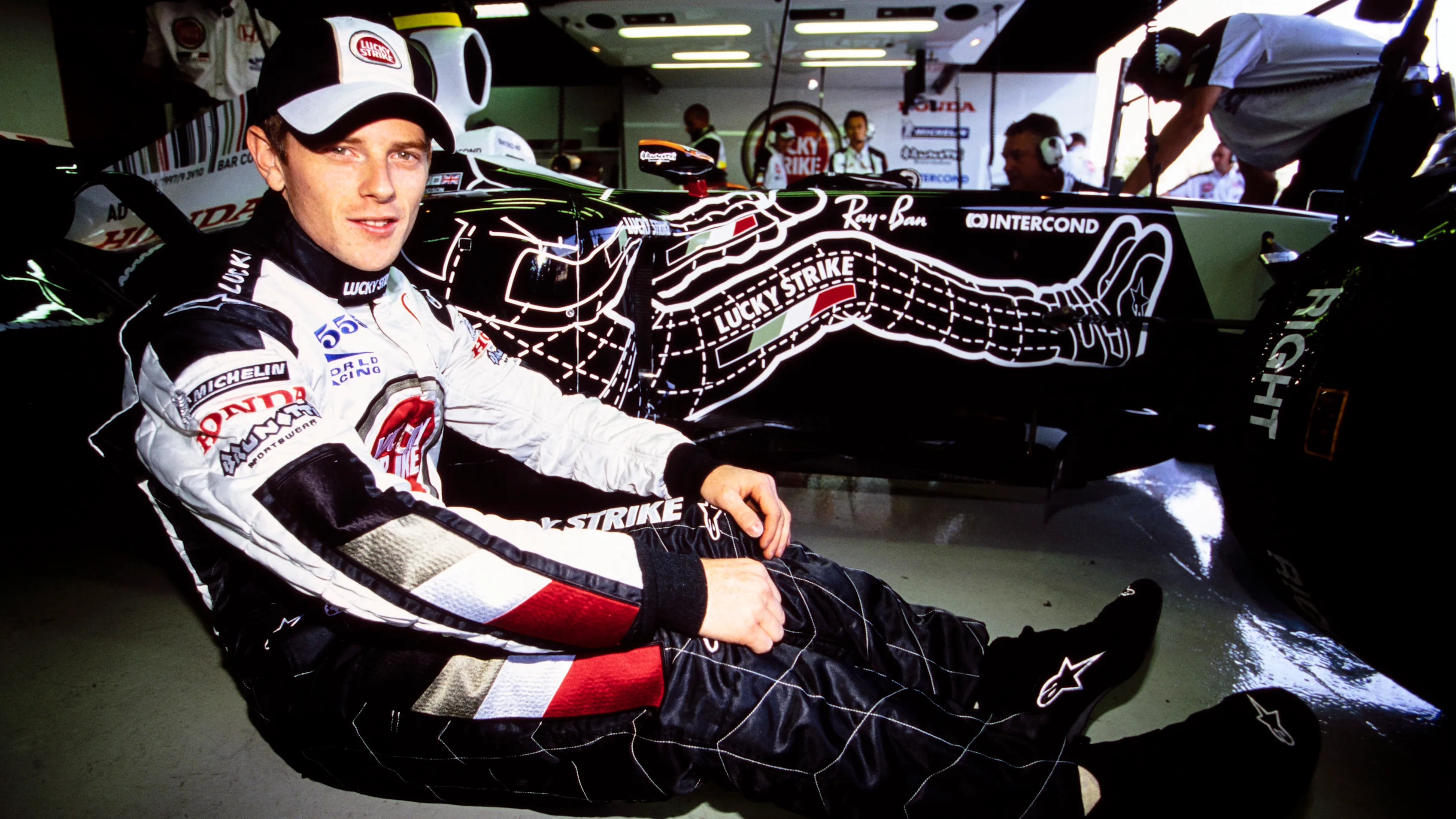 AUTODROMO NAZIONALE MONZA, ITALY - SEPTEMBER 12: Anthony Davidson sits next to his BAR 006 Honda