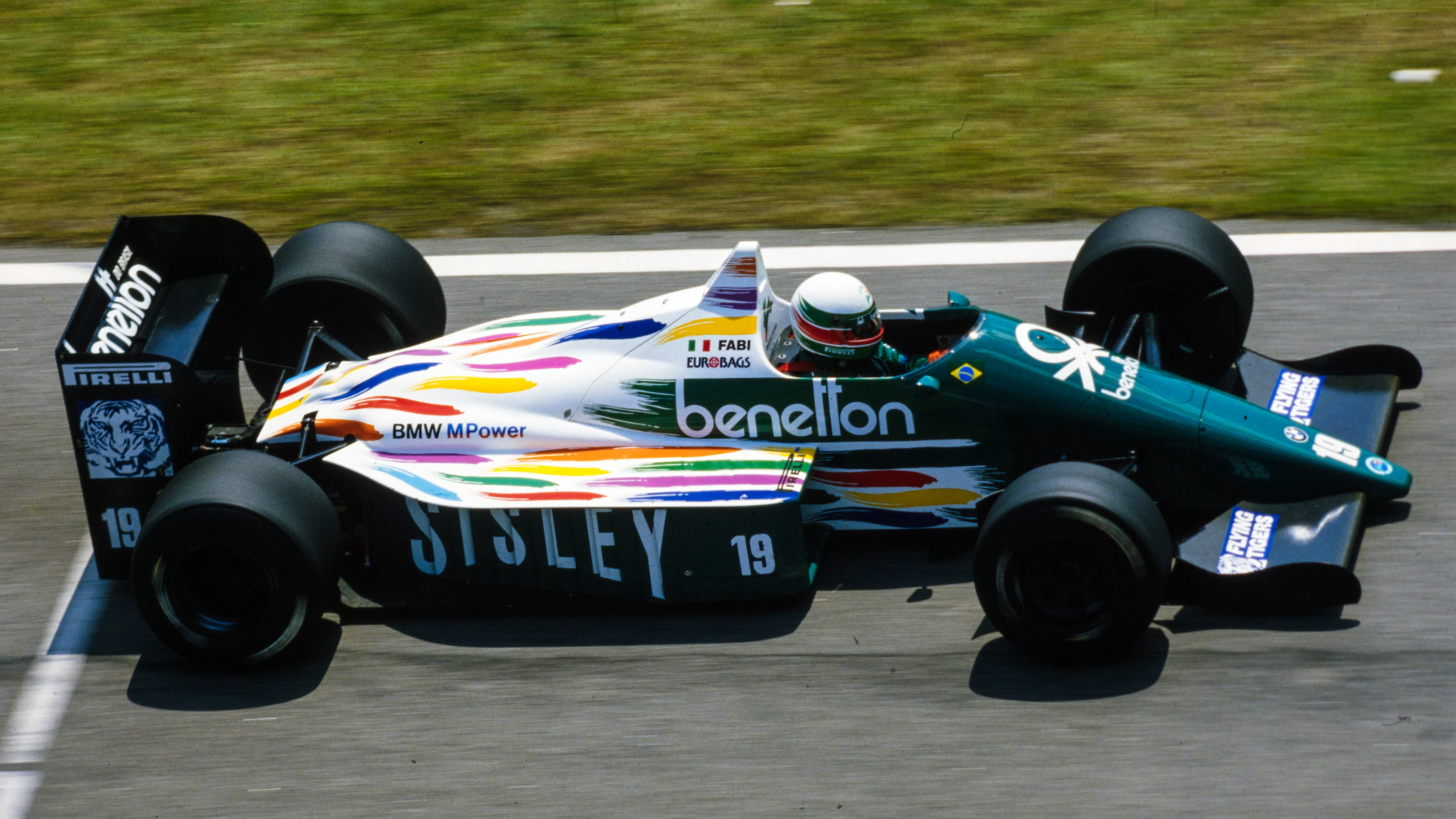 The Benetton B186 featured a colourful livery...