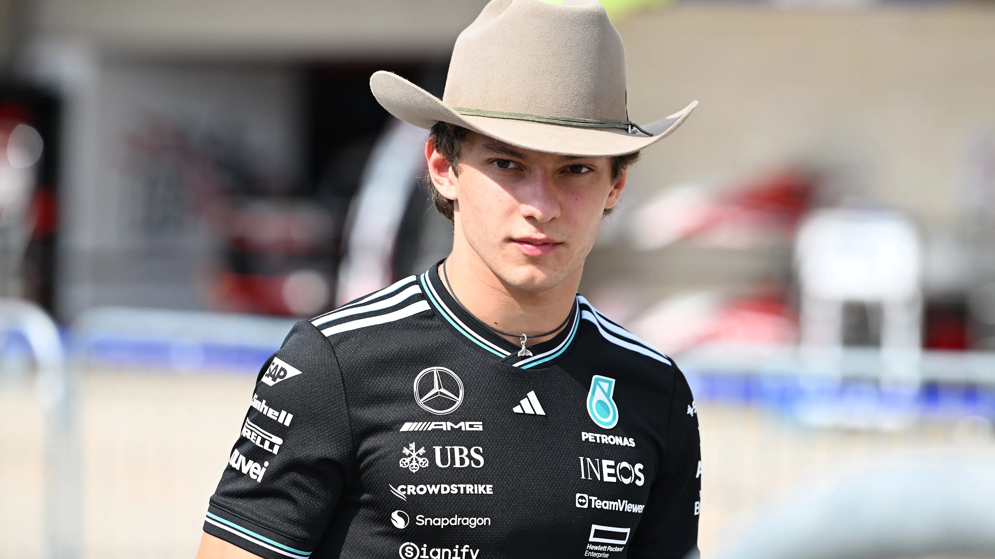 AUSTIN, TEXAS - OCTOBER 16: Andrea Kimi Antonelli of Italy and Mercedes AMG Petronas F1 Team looks