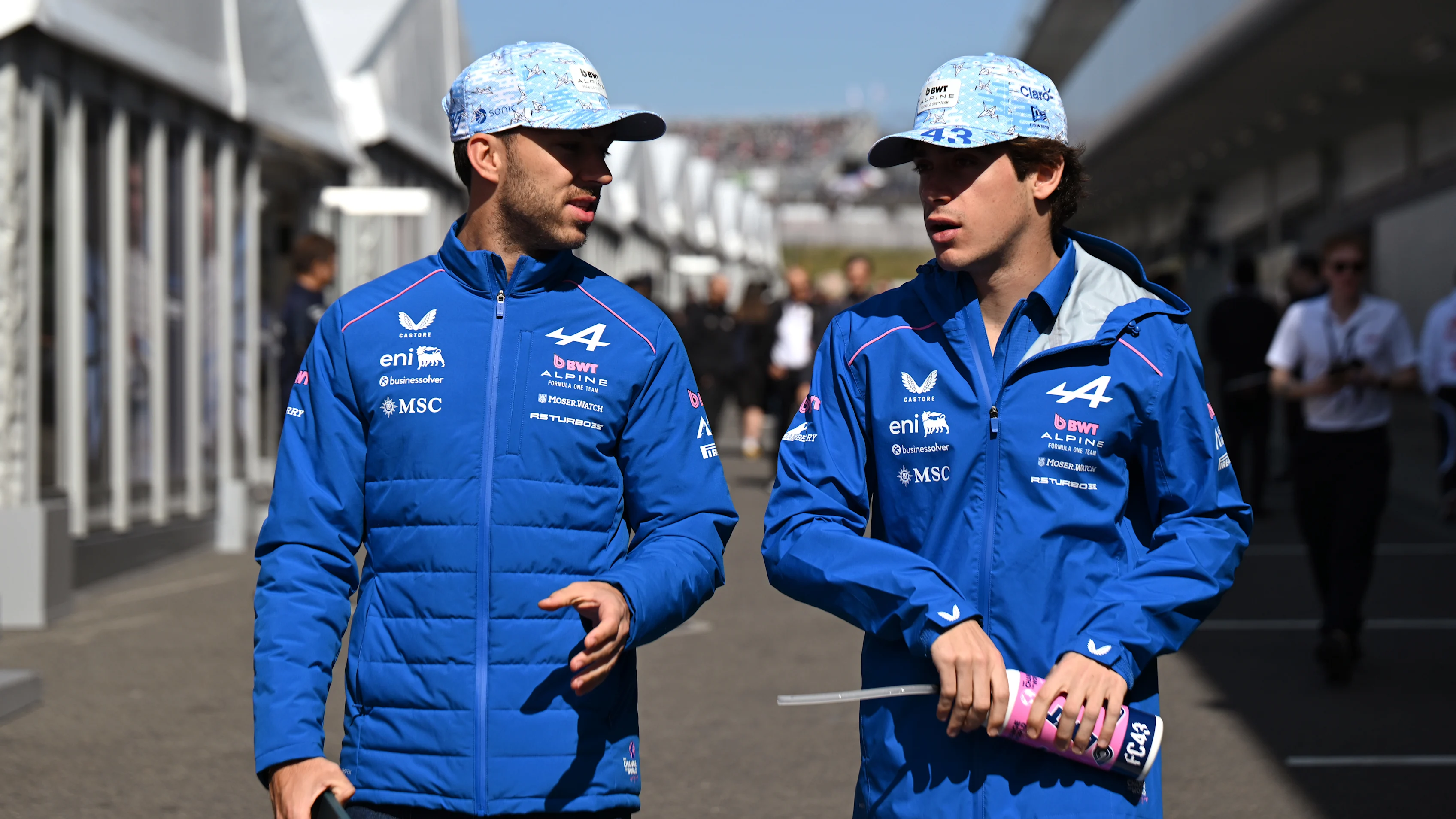 SUZUKA, JAPAN - MARCH 27: Pierre Gasly of France and Alpine F1 and Franco Colapinto of Argentina