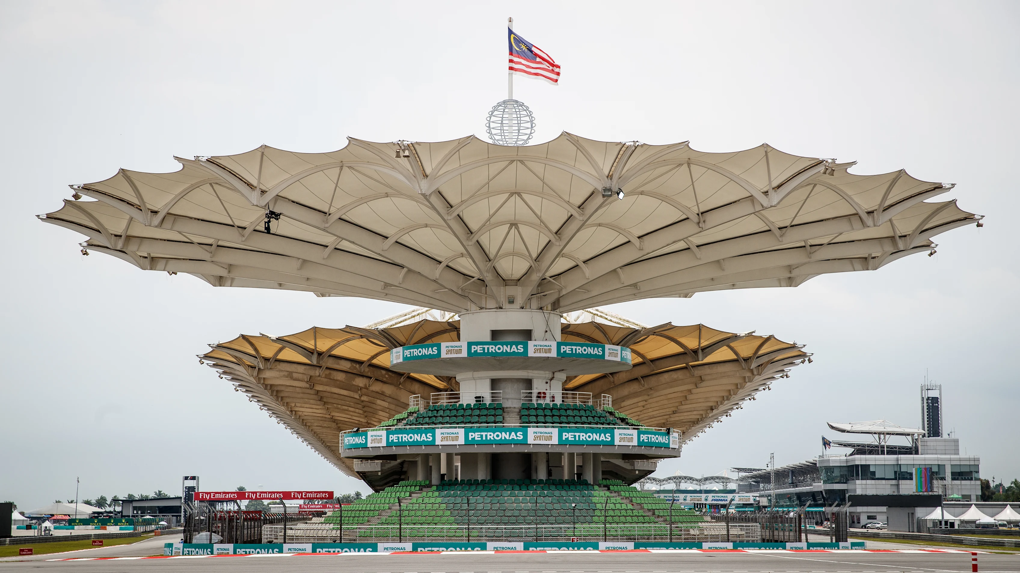 KUALA LUMPUR, MALAYSIA - SEPTEMBER 28: A general view of the circuit and grandstand during