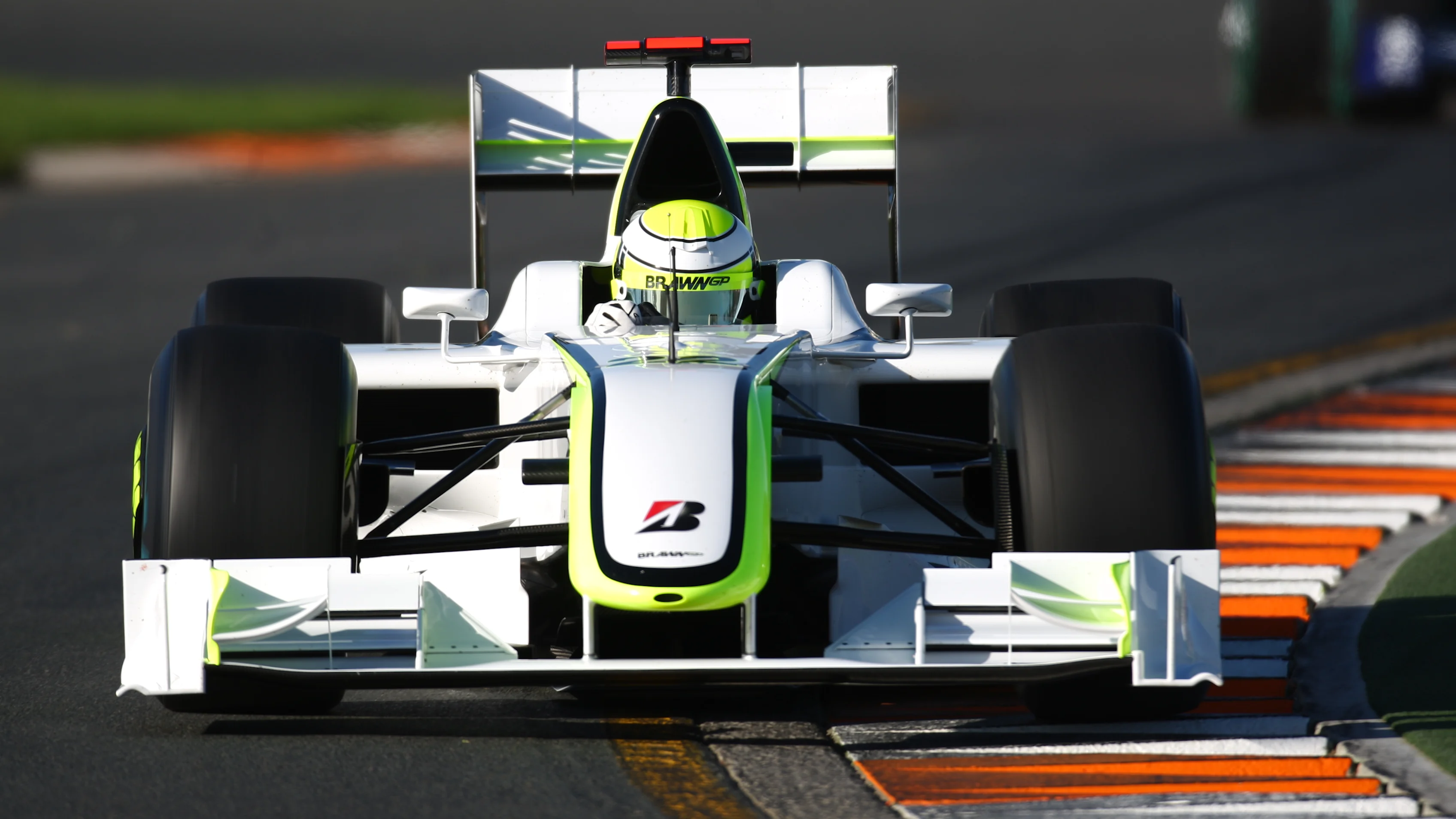 MELBOURNE, AUSTRALIA - MARCH 27: Jenson Button of Great Britain and Brawn GP drives during