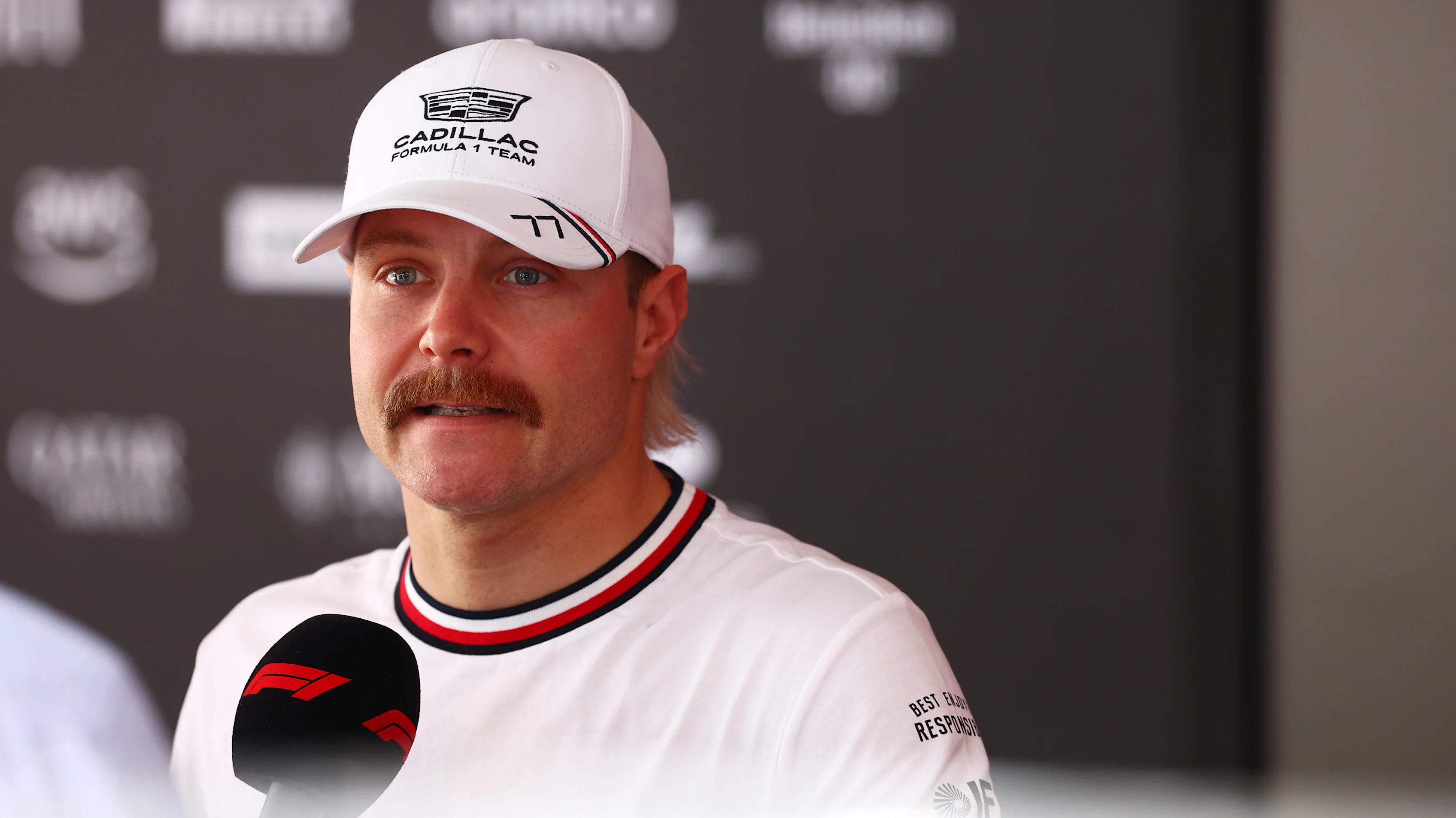 MONTE-CARLO, MONACO - JUNE 04: Valtteri Bottas of Finland and Cadillac F1 Team talks to the media